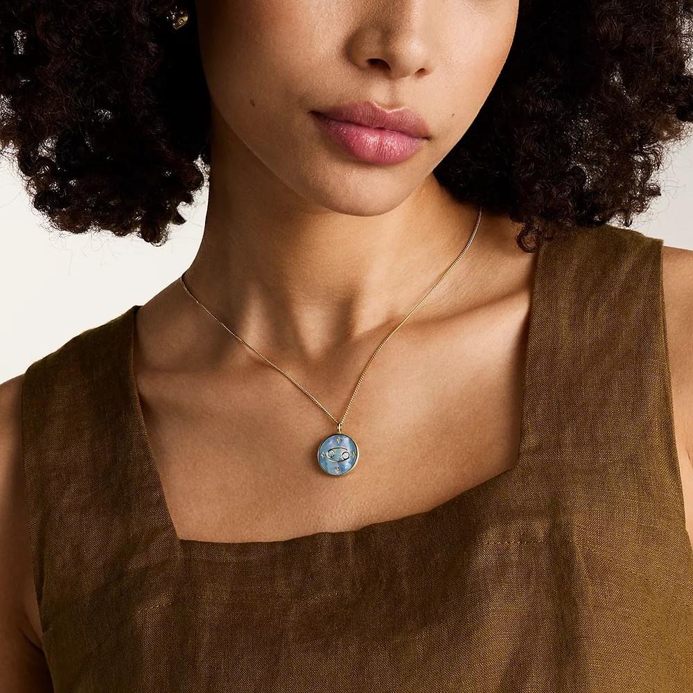 Fossil Cancer Sutton Zodiac Gold-Tone Steel Mother of Pearl Necklace JF04841710