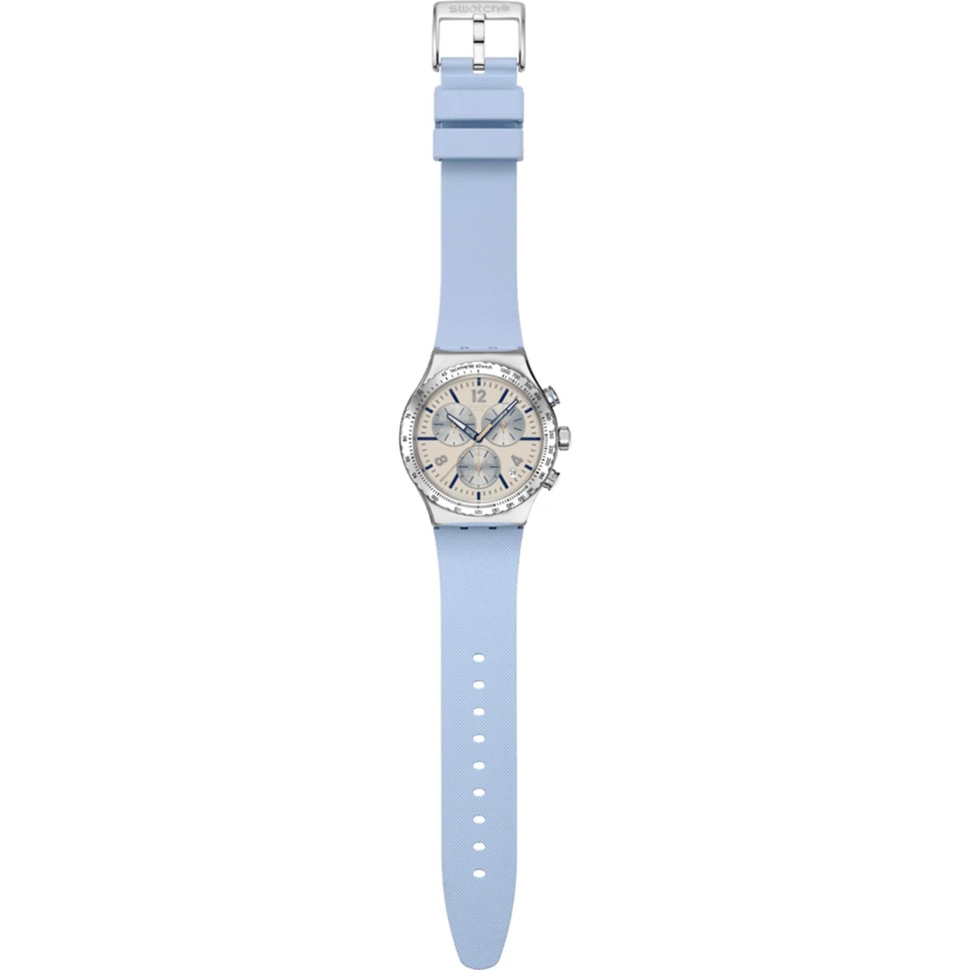 Swatch Irony Blueshift Glow Chronograph Blue Dial Rubber Strap Unisex Watch YVS536