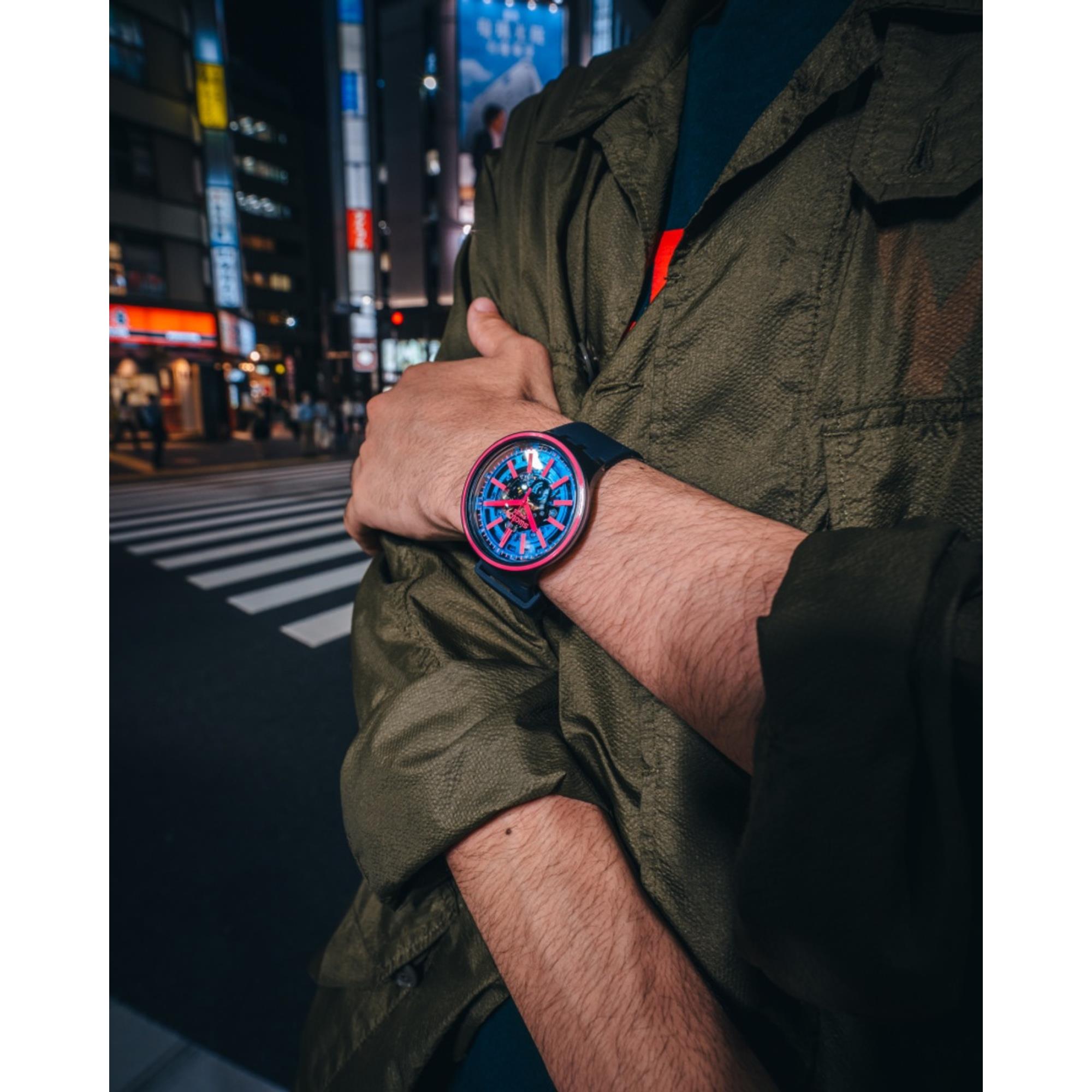 Swatch Big Bold Blue Taste Silicone Strap Watch SO27B111
