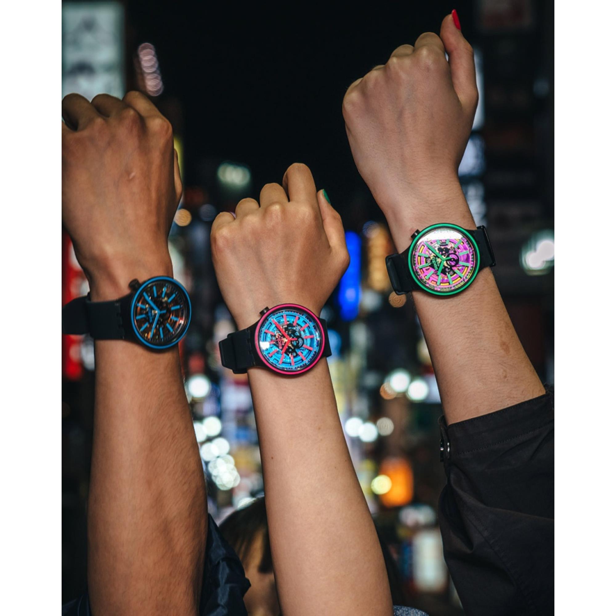 Swatch Big Bold Blue Taste Silicone Strap Watch SO27B111