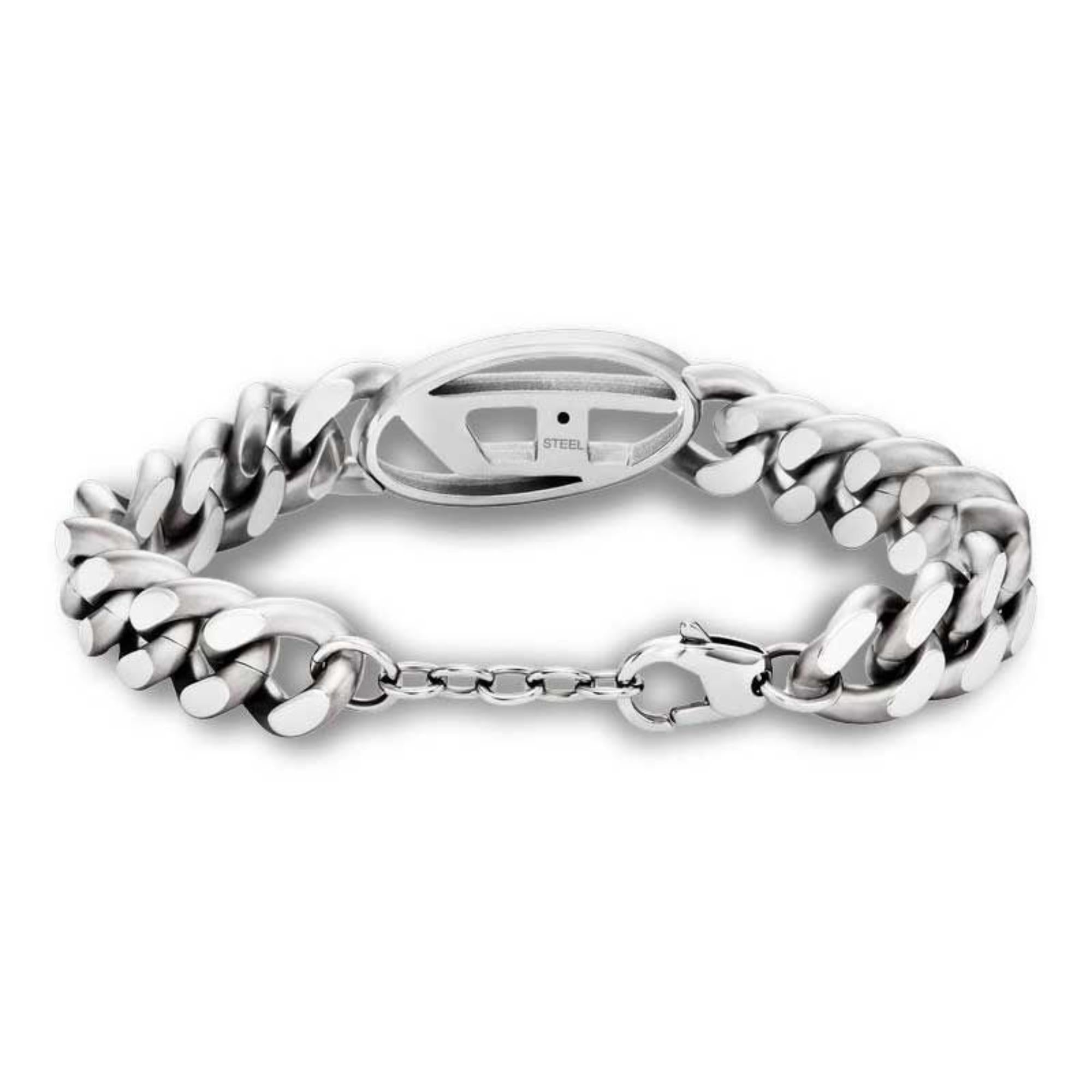 Diesel D Logo Stainless Steel Chain Men's Bracelet DX1432040