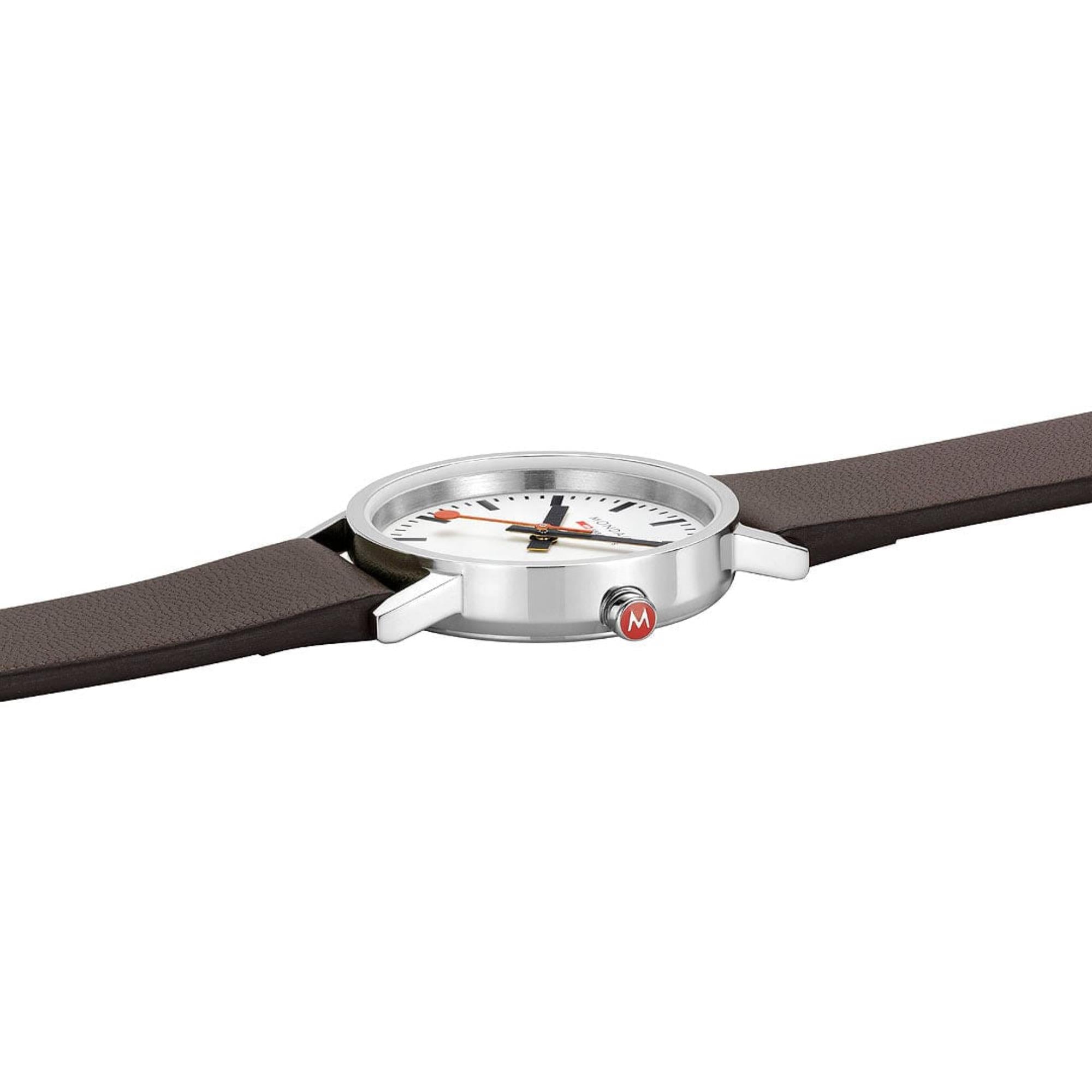 Mondaine Classic Quartz White Dial Brown Vegan Leather Women's Watch A658.30323.11SBGV