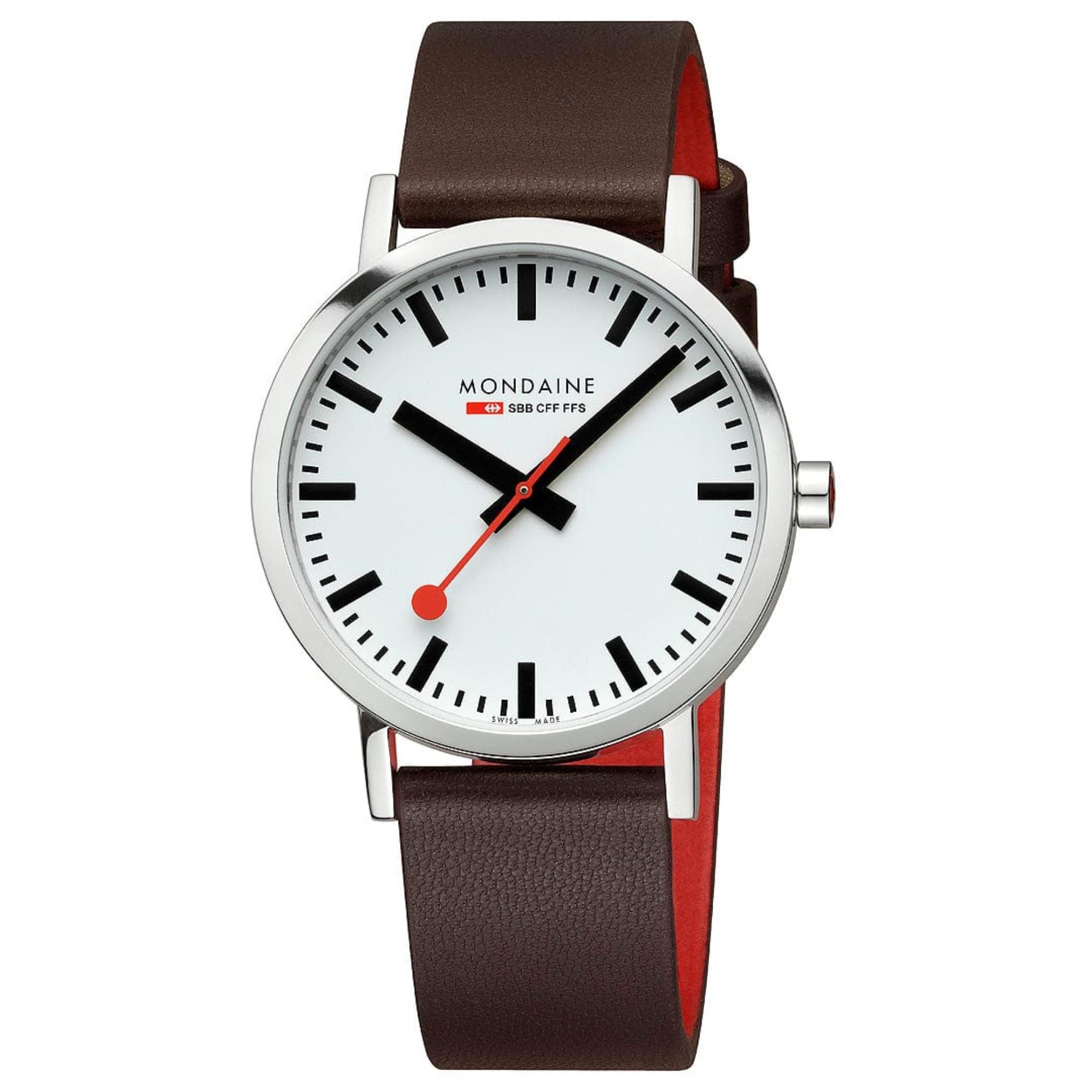 Mondaine Classic Quartz White Dial Brown Vegan Grape Leather Men's Watch A660.30360.11SBGV