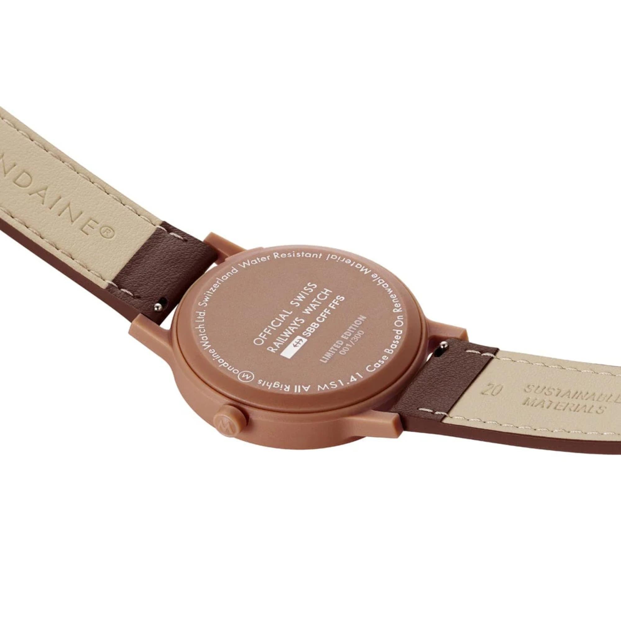 Mondaine Essence Mocha Limited Edition Brown Dial Vegan Grape Leather Unisex Watch MS1.41170.LTV