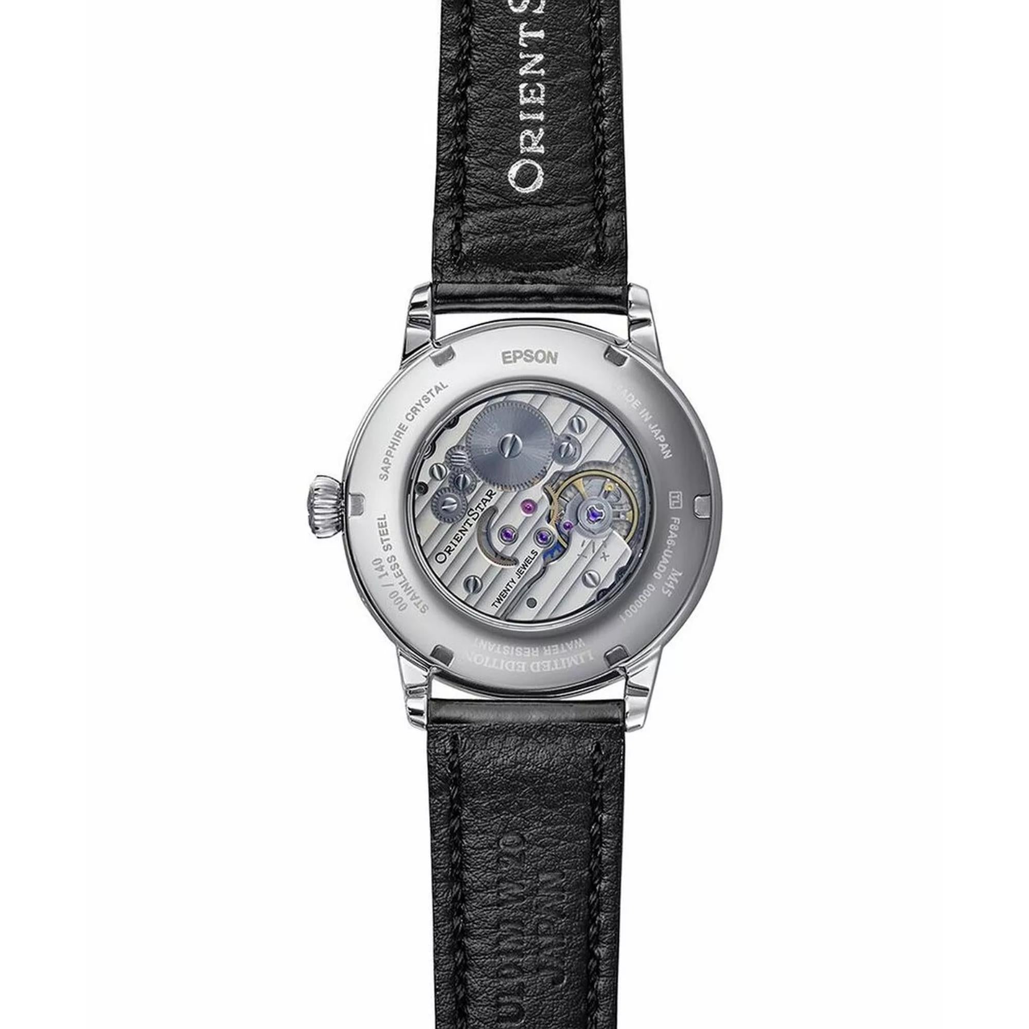 Orient Star Limited Edition M45 F8 Moon Phase Grey Dial Cordovan Strap Men's Dress Watch RE-BW0005N00B