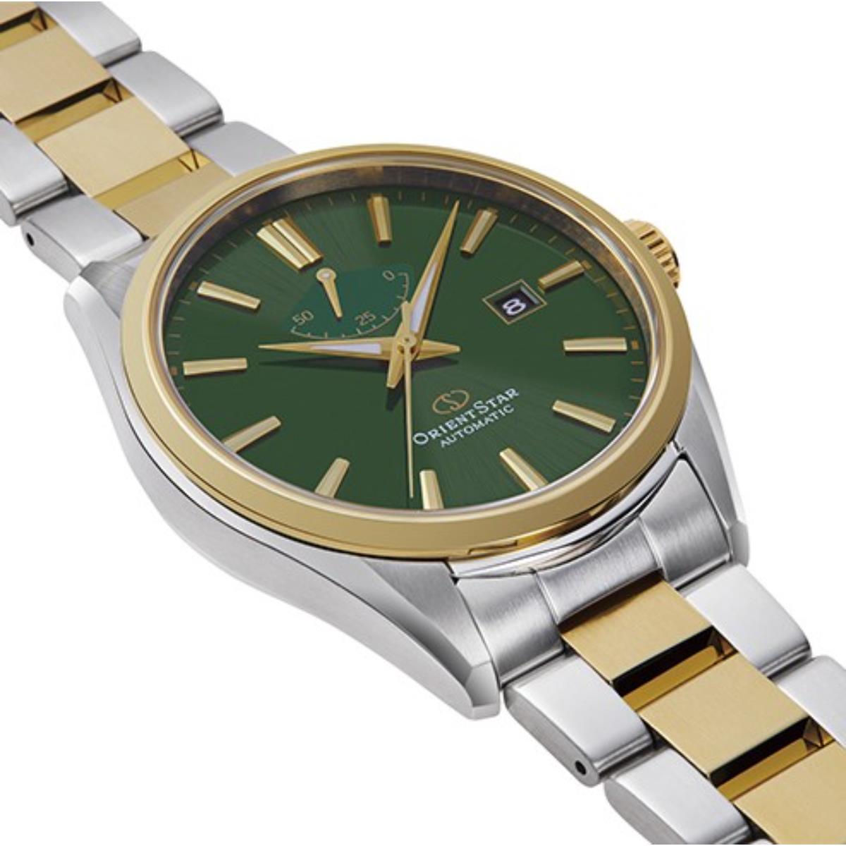 Orient Star Contemporary 42mm Power Reserve Green Dial Steel Mens Automatic Watch RE-AU0405E00B