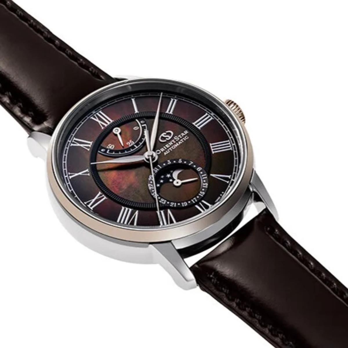 Orient Star Lake Tazawa Moon Phase Limited Edition Brown Dial Leather Strap Dress Watch RE-AY0121A00B