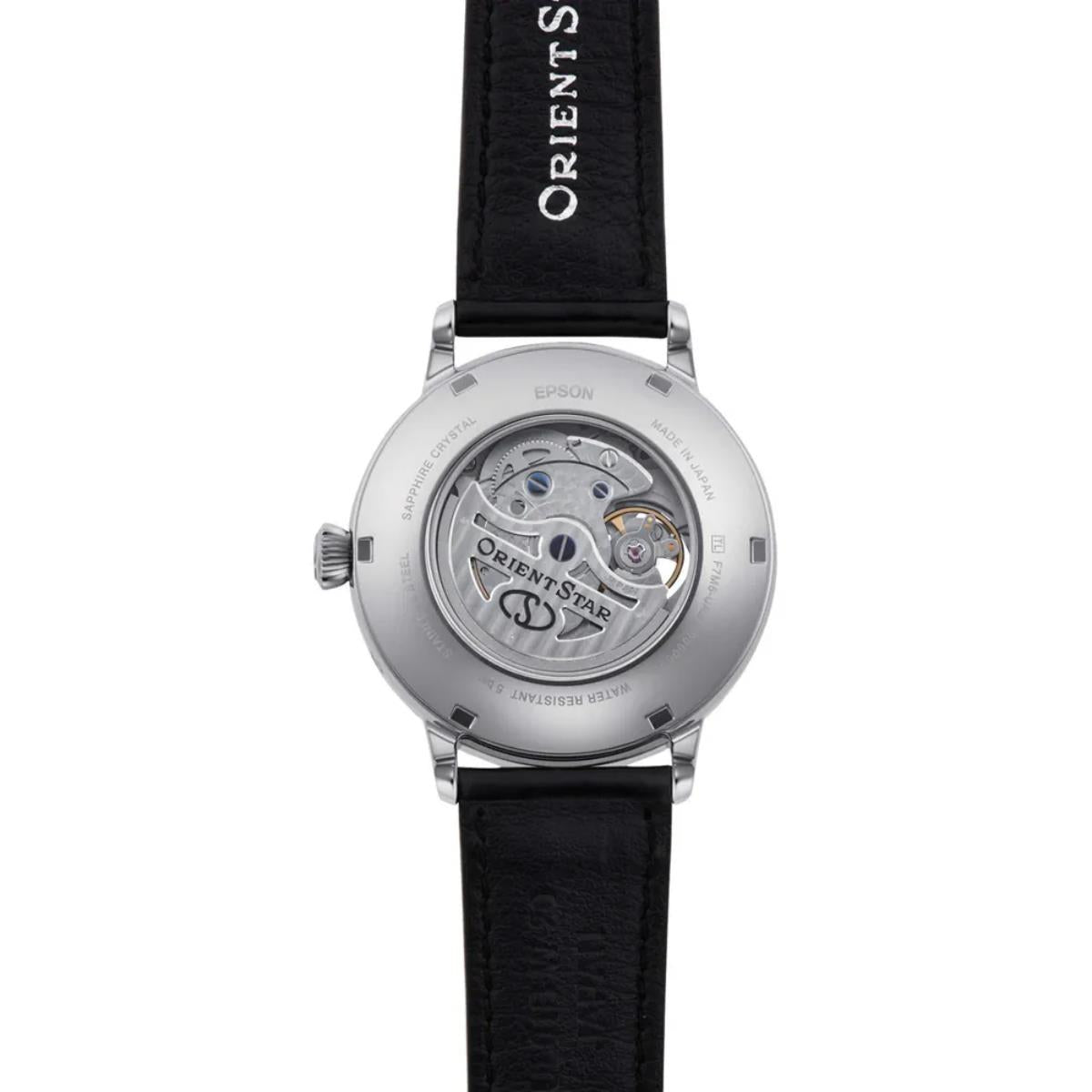 Orient Star Moon Phase Classic Black Dial Leather Strap Men's Dress Watch RE-AY0107N00B