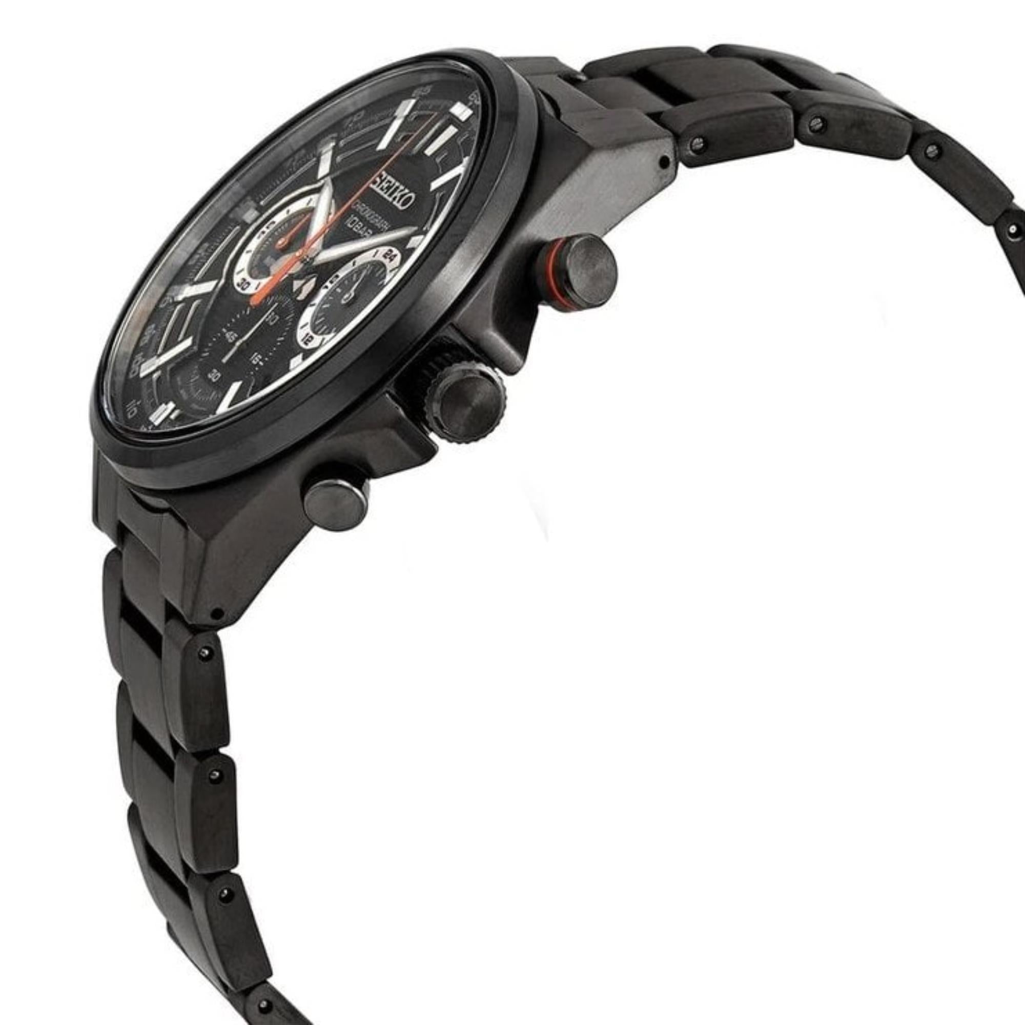 Seiko Essentials Quartz Black Dial Steel Strap Men's Watch SSB399P1
side profile