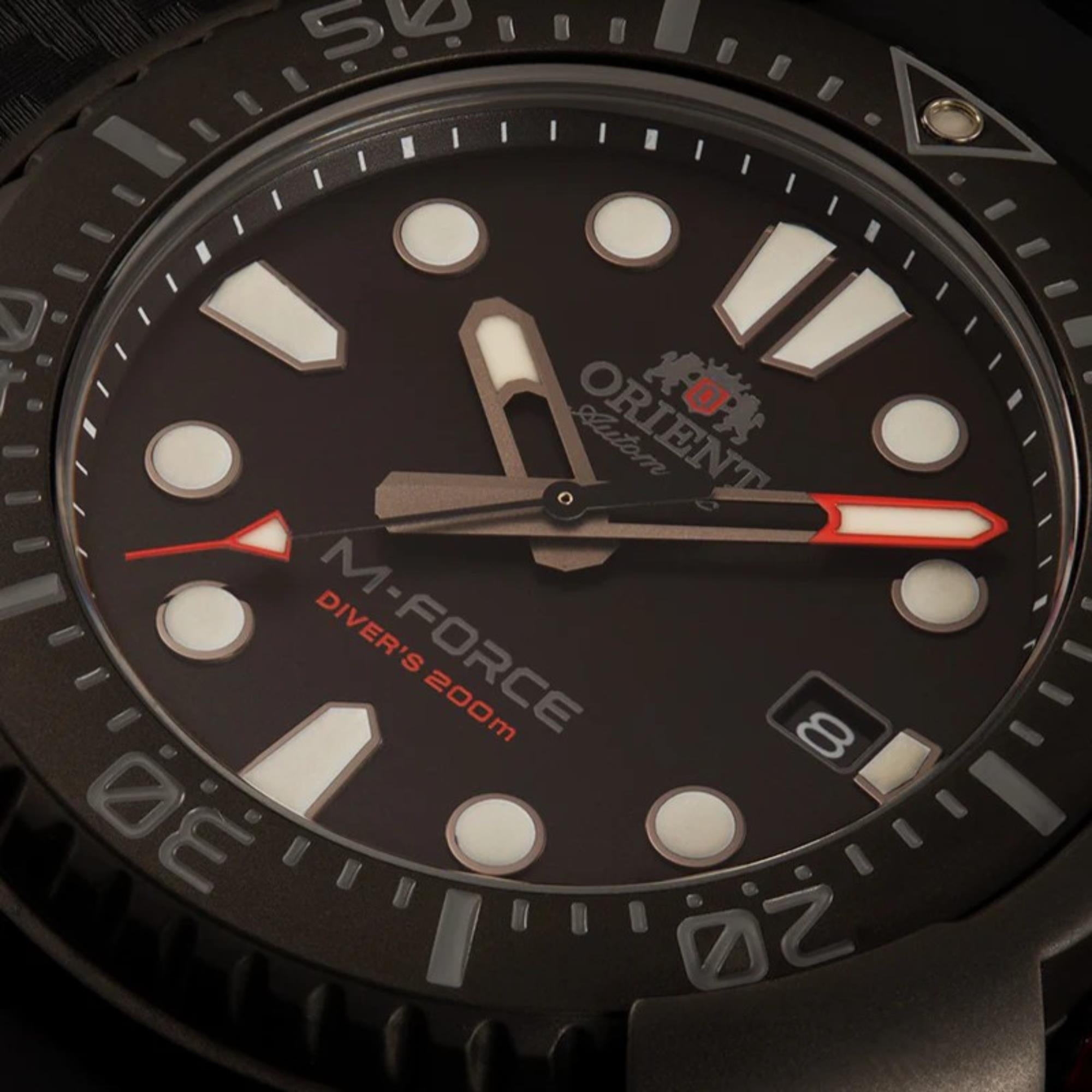 Orient M-Force Automatic Black Dial Silicone Strap Men's Dive Watch RA-AC0L03B00B