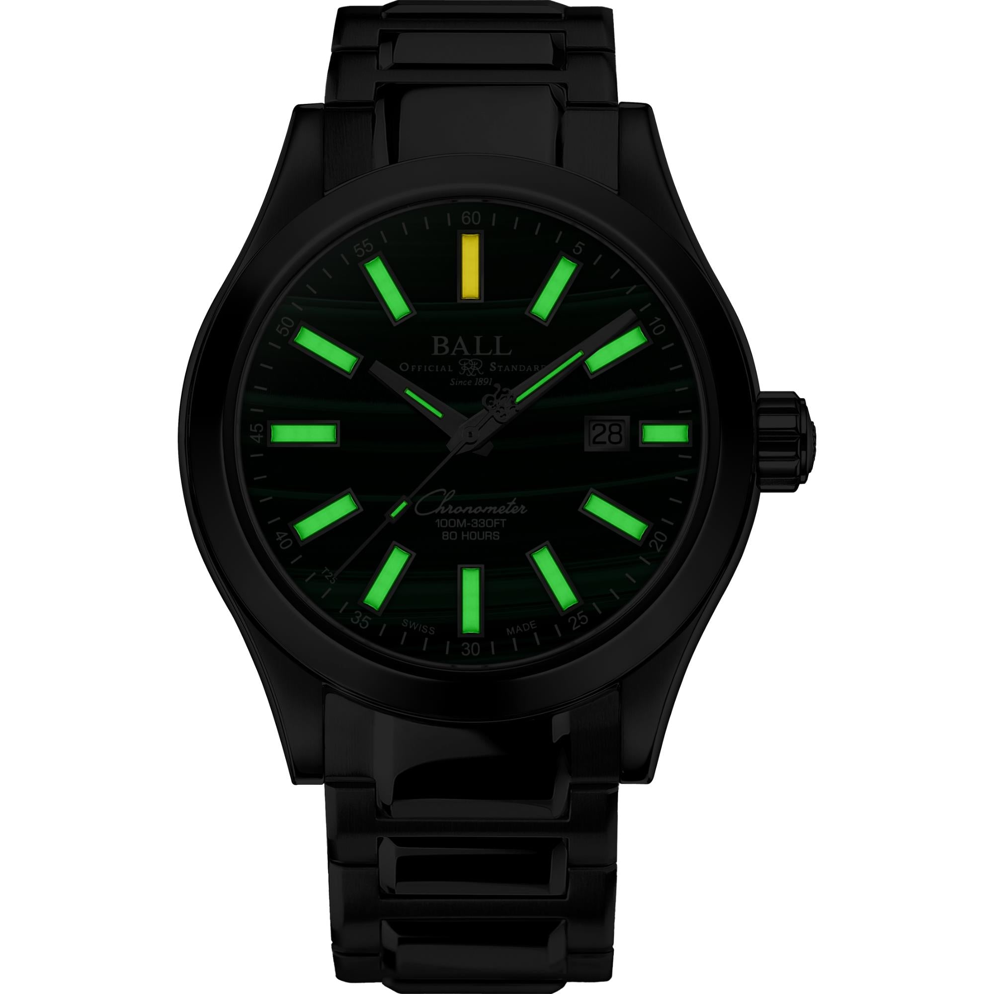 BALL Engineer M Limited Edition Marvelight Amazing Grace Green Malachite Dial Steel Strap Men's Watch NM2128C-S5CJ-MAL