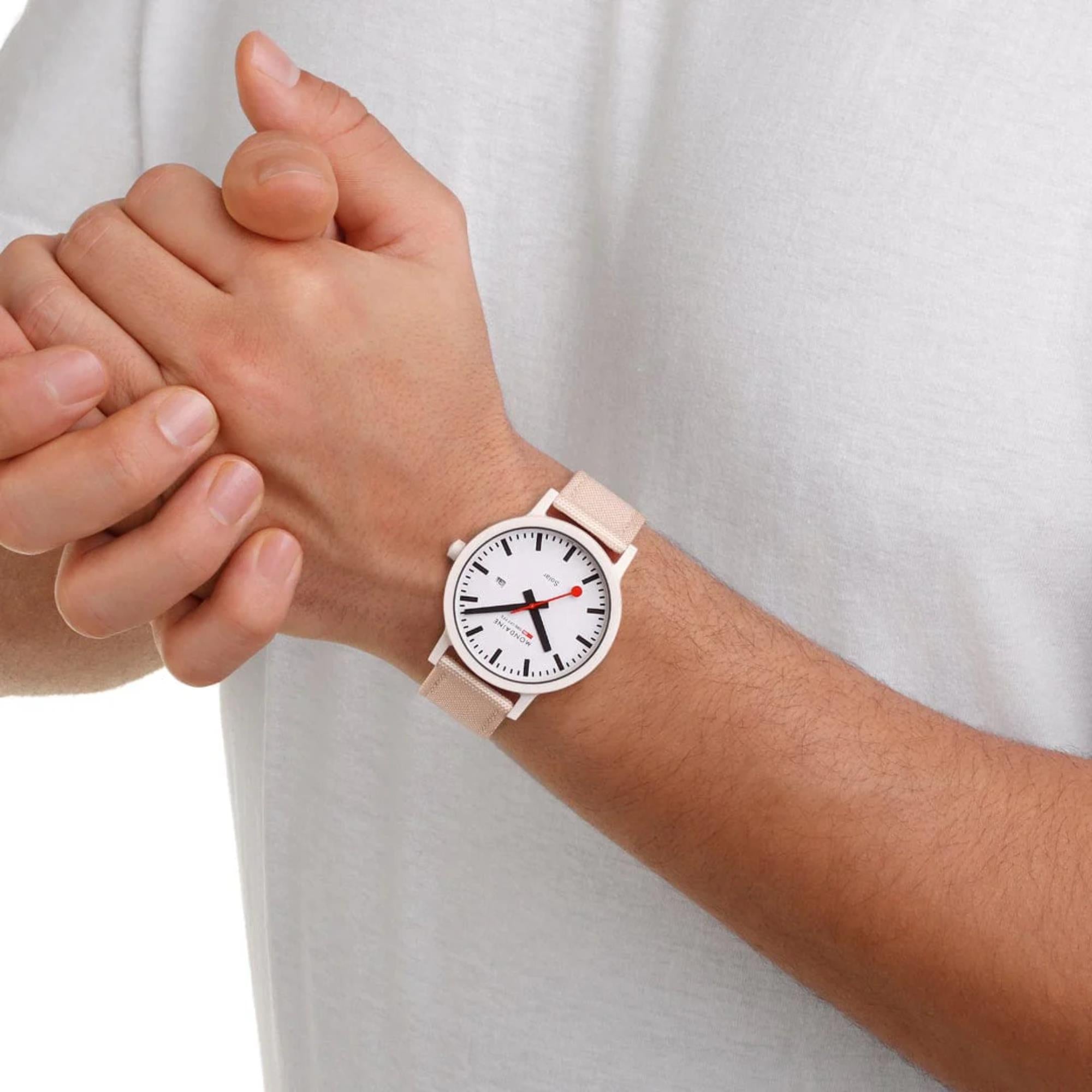 Mondaine Essence Solar White Dial PET Textile Strap Unisex Watch MS1.41910.LA