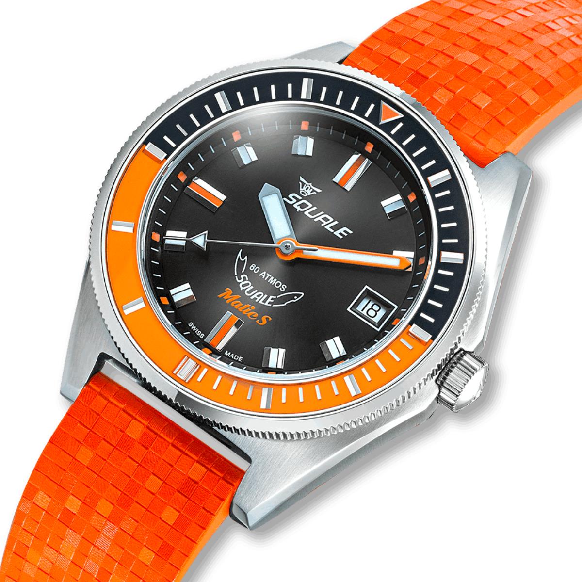 Squale Matic S Black Dial Mosaic Rubber Men's Watch MATICBKOBK.MROR