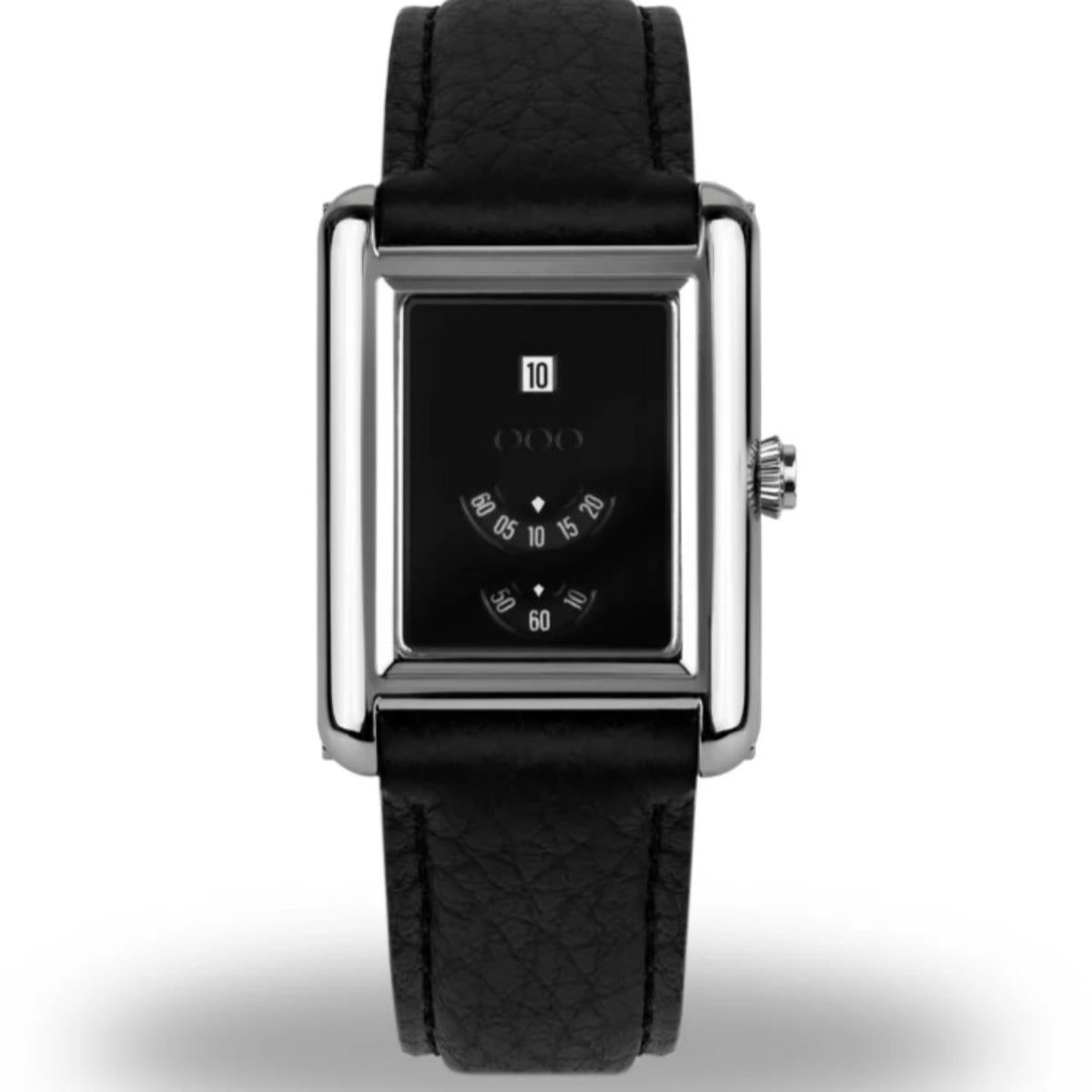 Out Of Order Forma Venti Jumphour Automatic Lacquered Black Dial Leather Strap Watch F20BLK.316