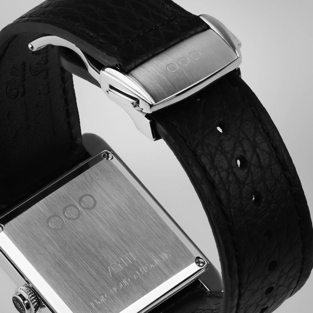 Out Of Order Forma Venti Jumphour Automatic Lacquered Black Dial Leather Strap Watch F20BLK.316