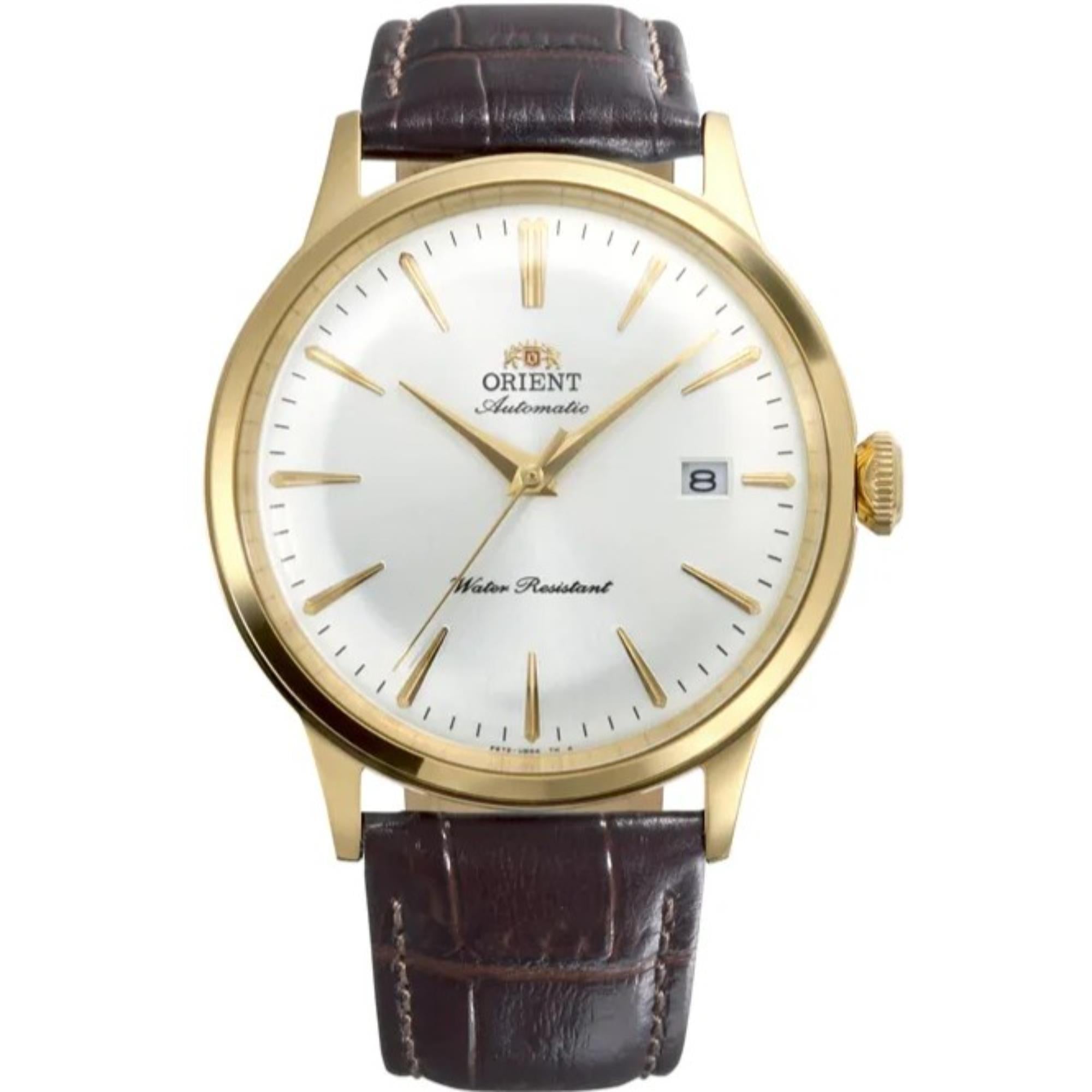 Orient Bambino Classic Vintage Style White Dial Leather Strap Men's Dress Watch RA-AC0028S30B