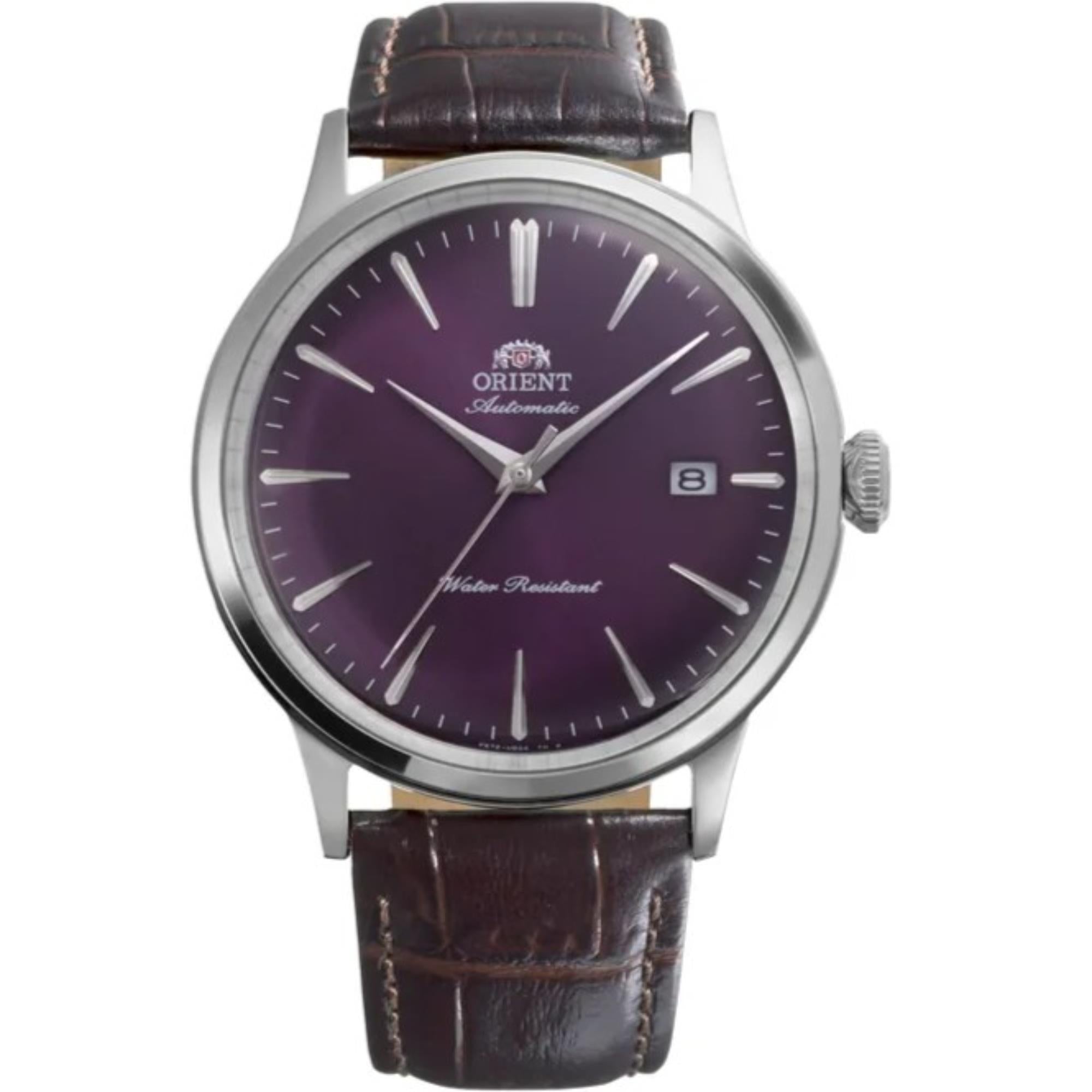 Orient Bambino Classic Vintage Style Purple Dial Leather Strap Men's Dress Watch RA-AC0032V30B
