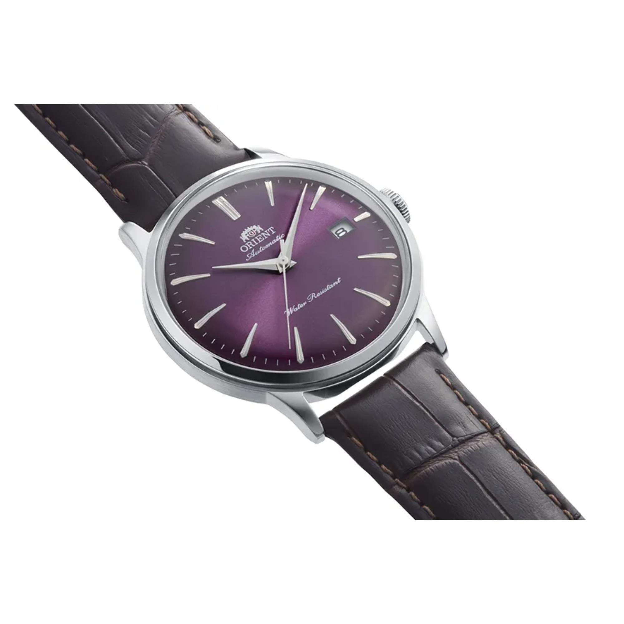 Orient Bambino Classic Vintage Style Purple Dial Leather Strap Men's Dress Watch RA-AC0032V30B