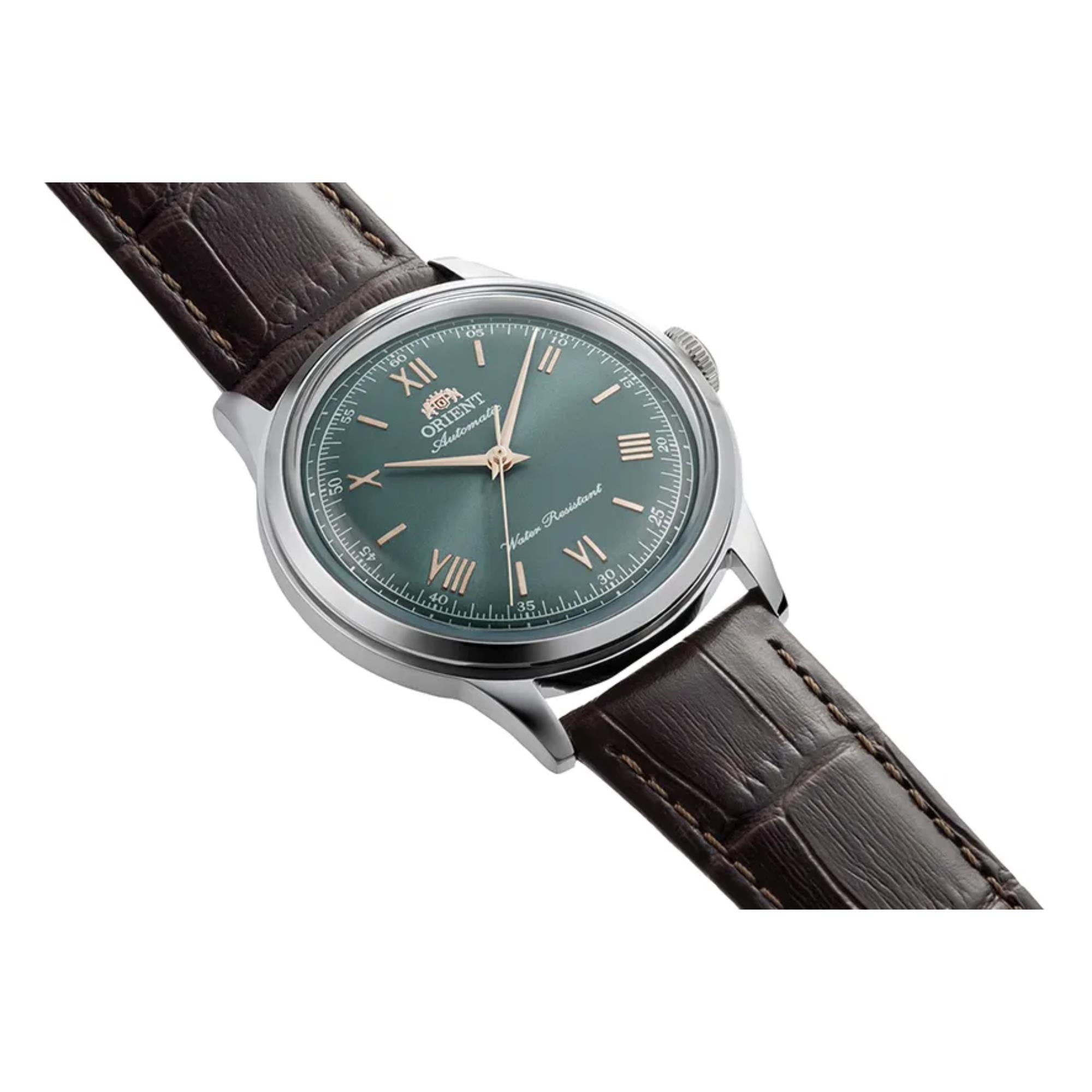Orient Bambino Classic Vintage Style Green Dial Leather Strap Men's Dress Watch RA-BB0001E30B