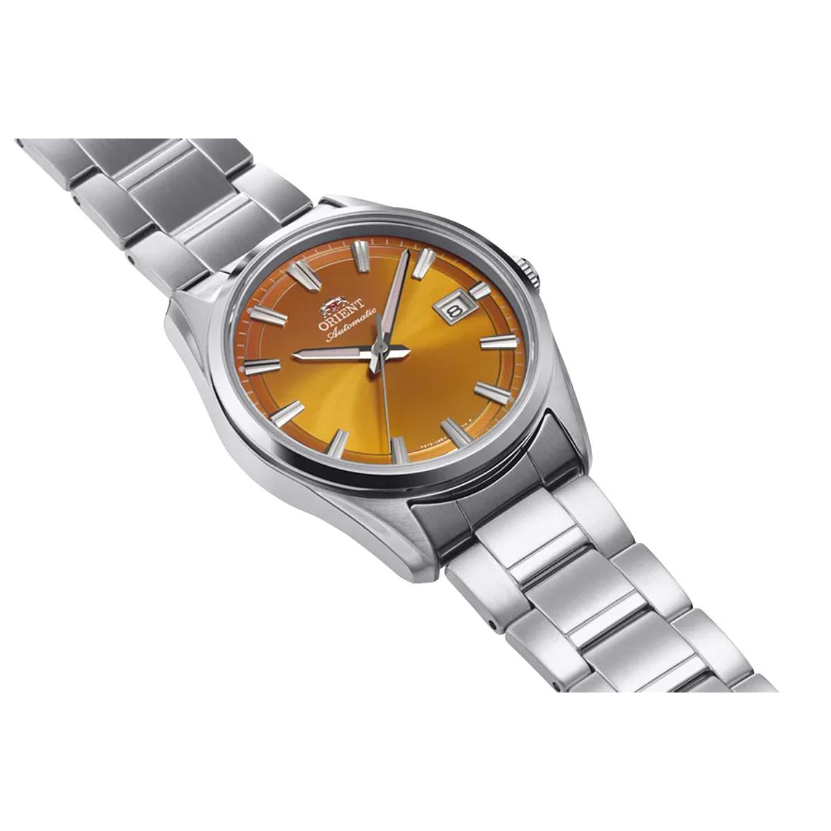 Orient Stretto Date Seasonal Limited Release Orange Dial Steel Strap Unisex Watch RA-AC0R08Y30B