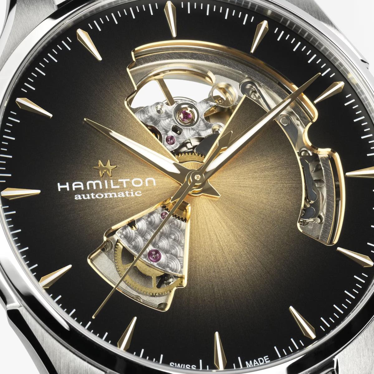 Hamilton H32675501 open-heart aperture with oscillating balance visible close-up