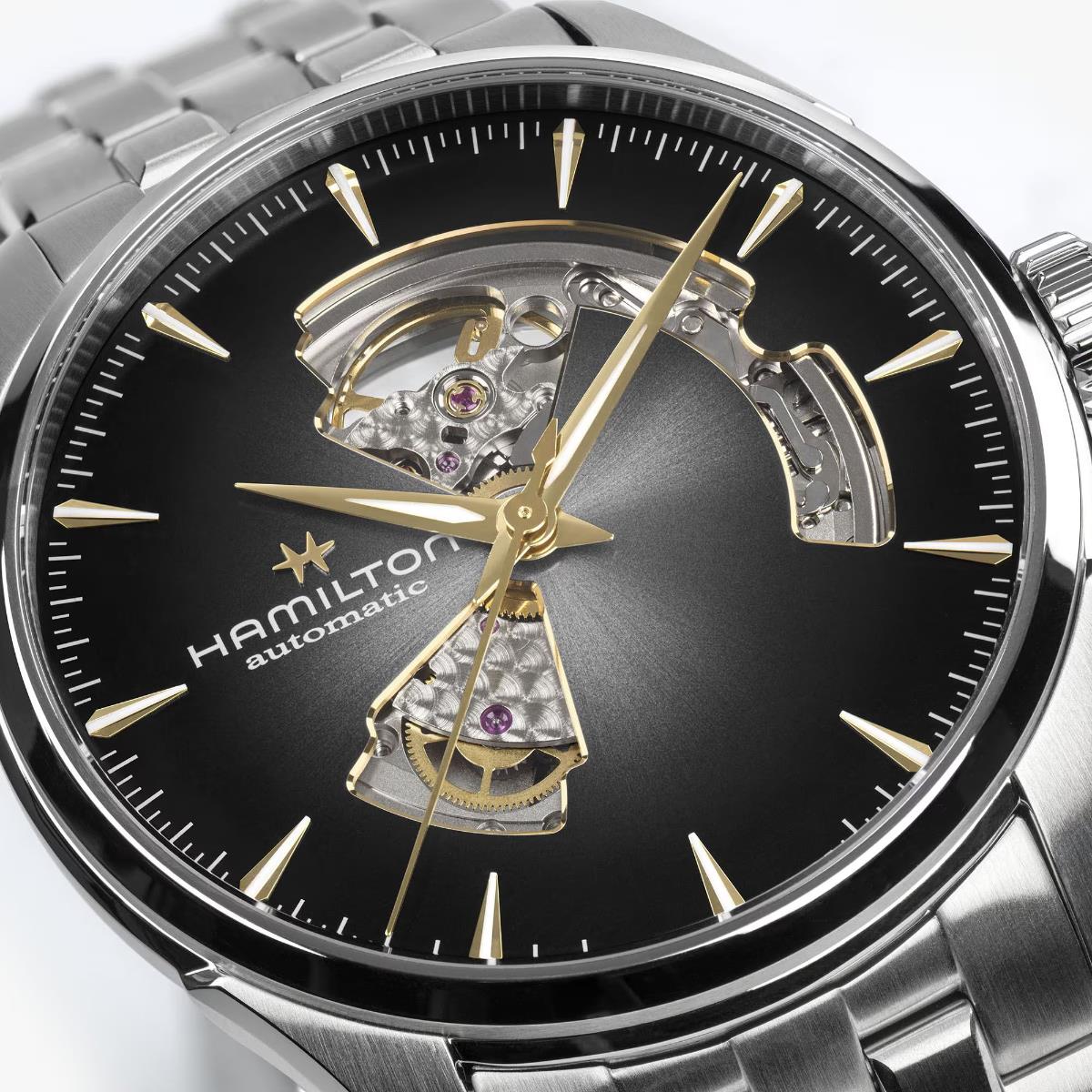 Hamilton Jazzmaster 42mm Open Heart Black Dial Steel Mens Automatic Watch H32705180