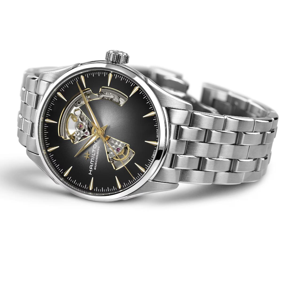 Hamilton Jazzmaster 42mm Open Heart Black Dial Steel Mens Automatic Watch H32705180