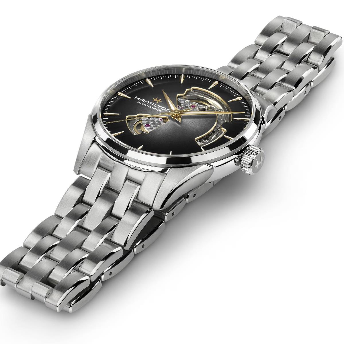 Hamilton Jazzmaster 42mm Open Heart Black Dial Steel Mens Automatic Watch H32705180