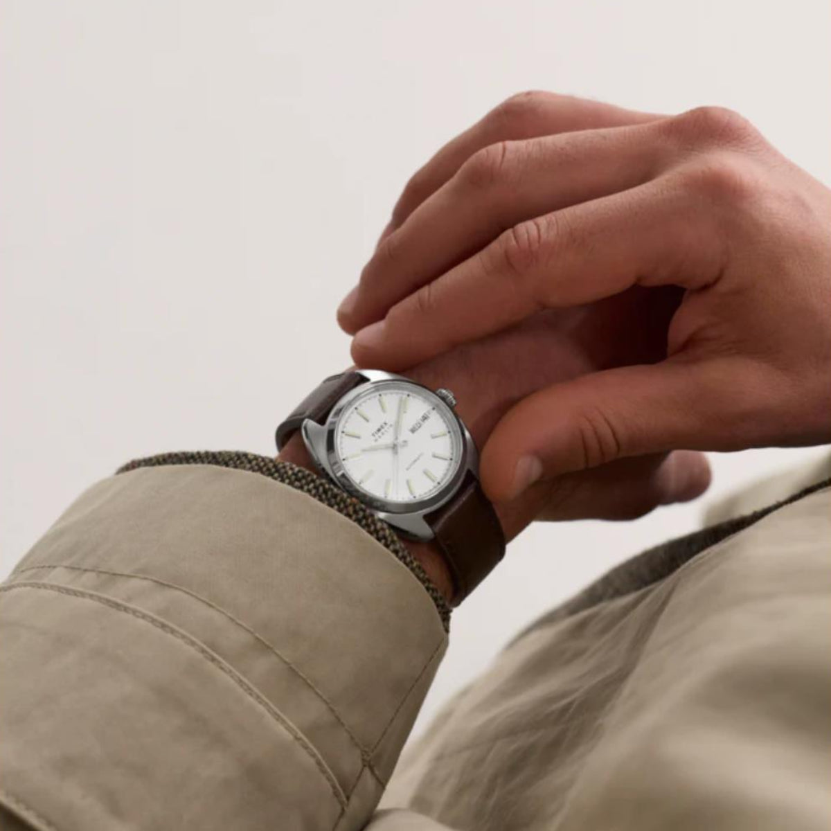 Timex Marlin Draper Automatic Silver-Tone Dial Leather Strap Men's Watch TW2Y65200