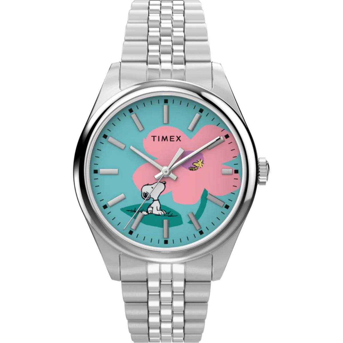 Timex Peanuts x Legacy Snoopy with Flower Blue Dial Steel Strap Women's Watch TW2Y52600