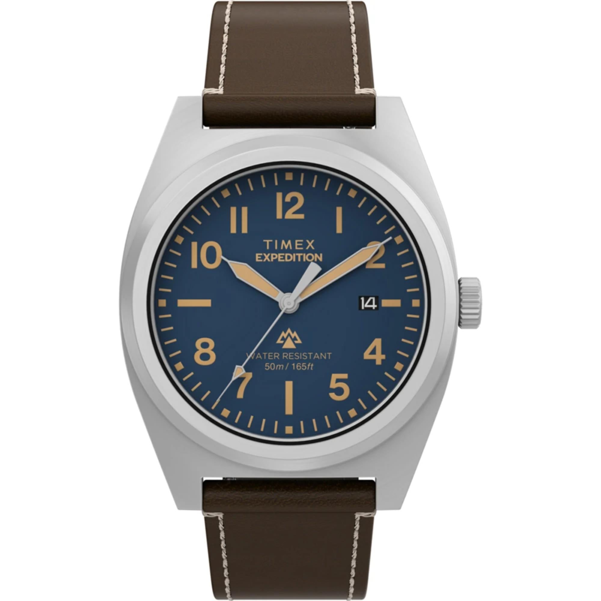 Timex Expedition Capstone Quartz Blue Dial Leather Strap Men's Watch TW2Y30600