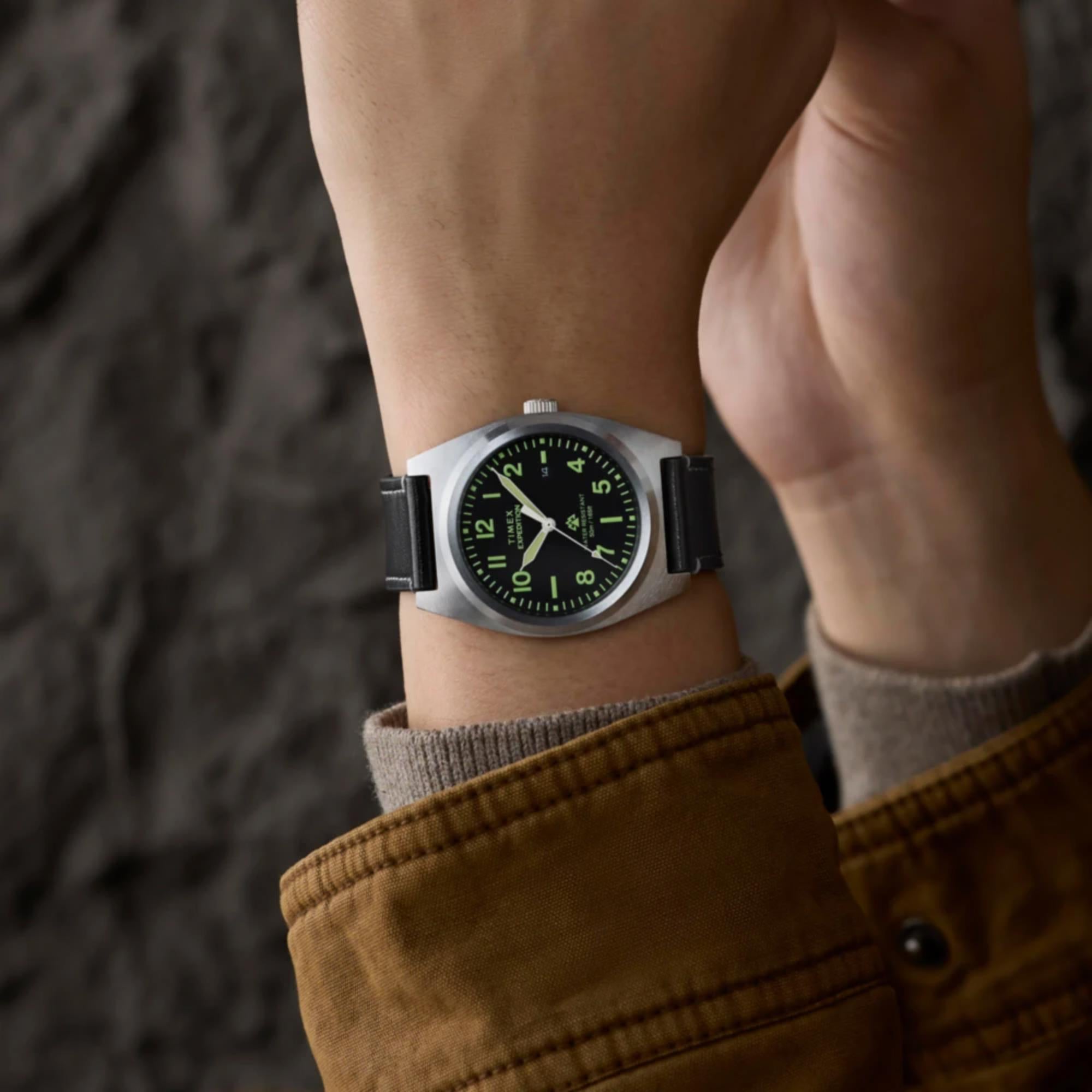 Timex Expedition Capstone Black Dial Leather Strap Men's Watch TW2Y30700