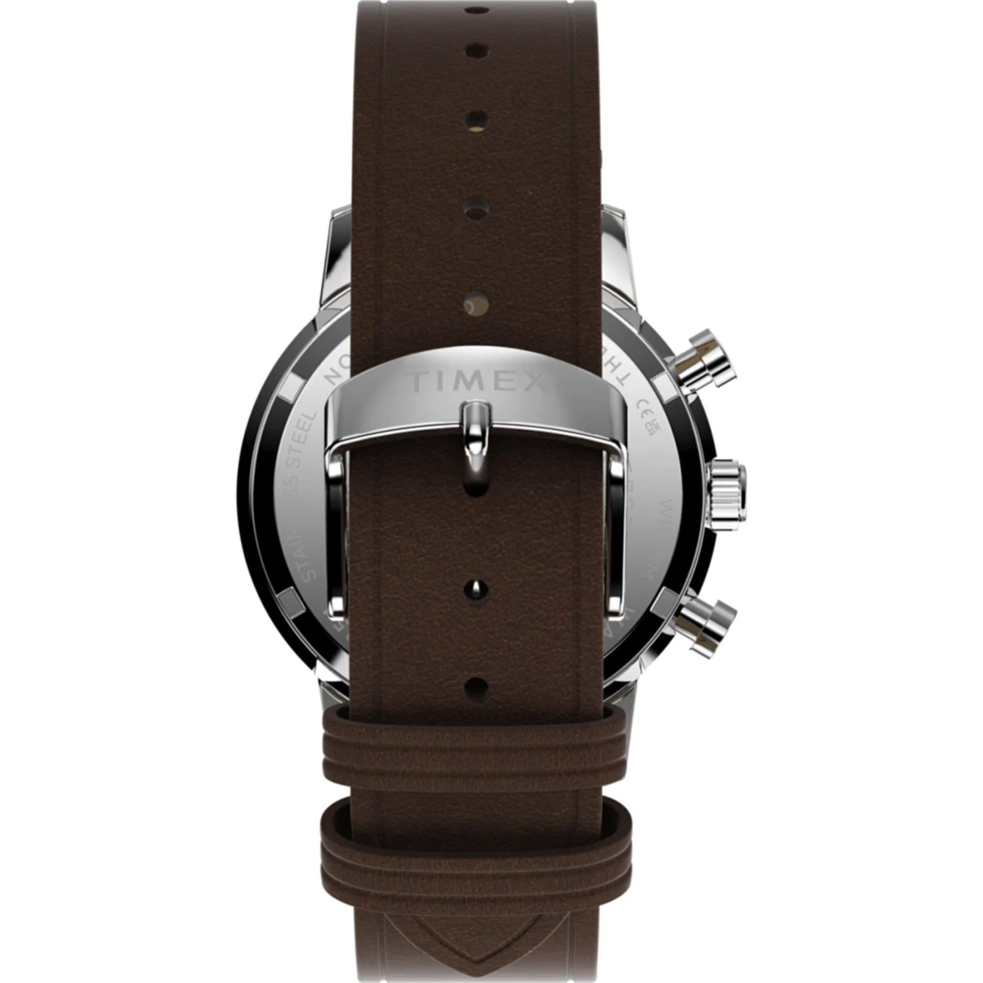 Timex Marlin Chronograph Tachymeter Blue Dial Leather Strap Men's Watch TW2Y66600