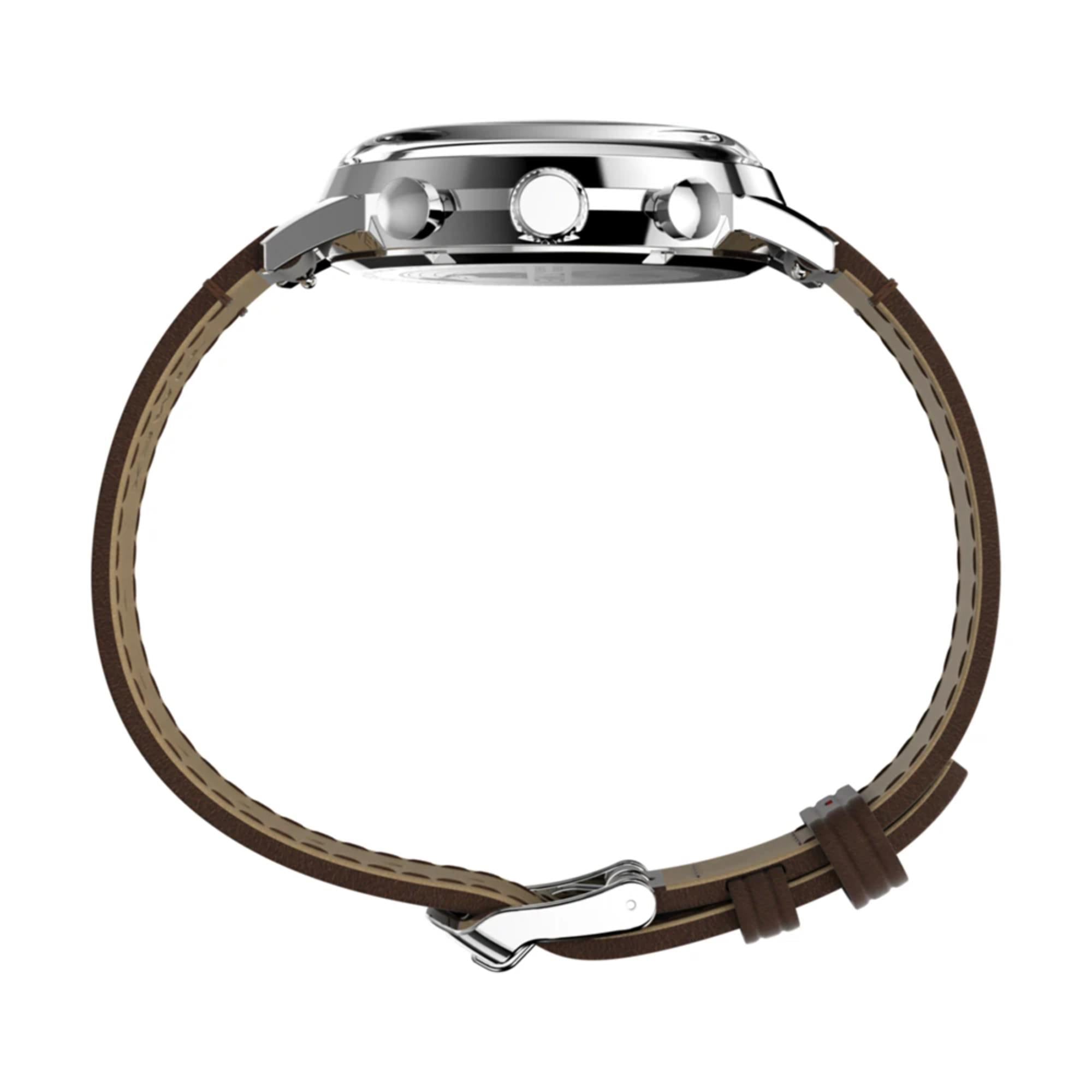 Timex Marlin Chronograph Tachymeter Blue Dial Leather Strap Men's Watch TW2Y66600