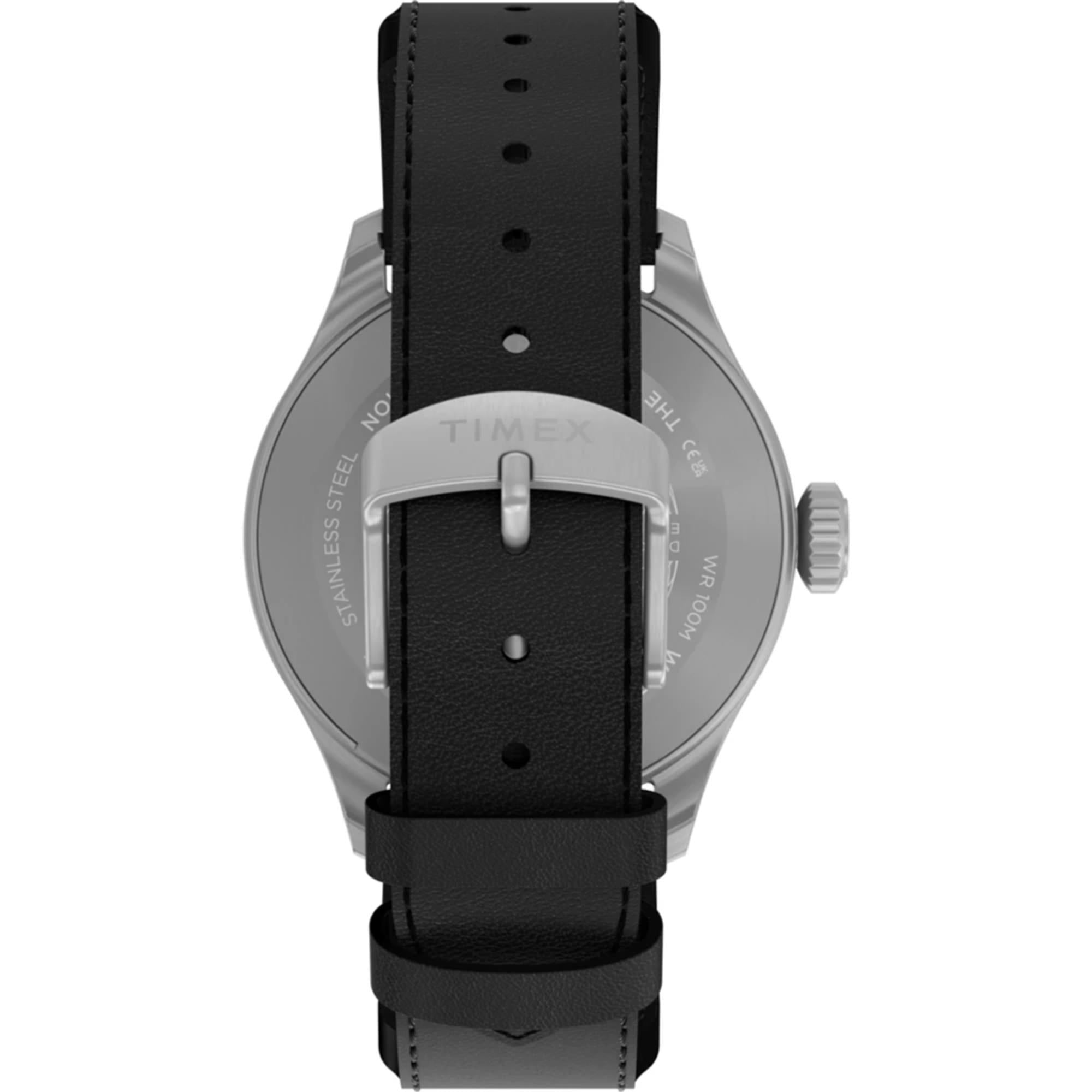 Timex Waterbury Ace Quartz Black Dial Leather Strap Men's Watch TW2Y70400