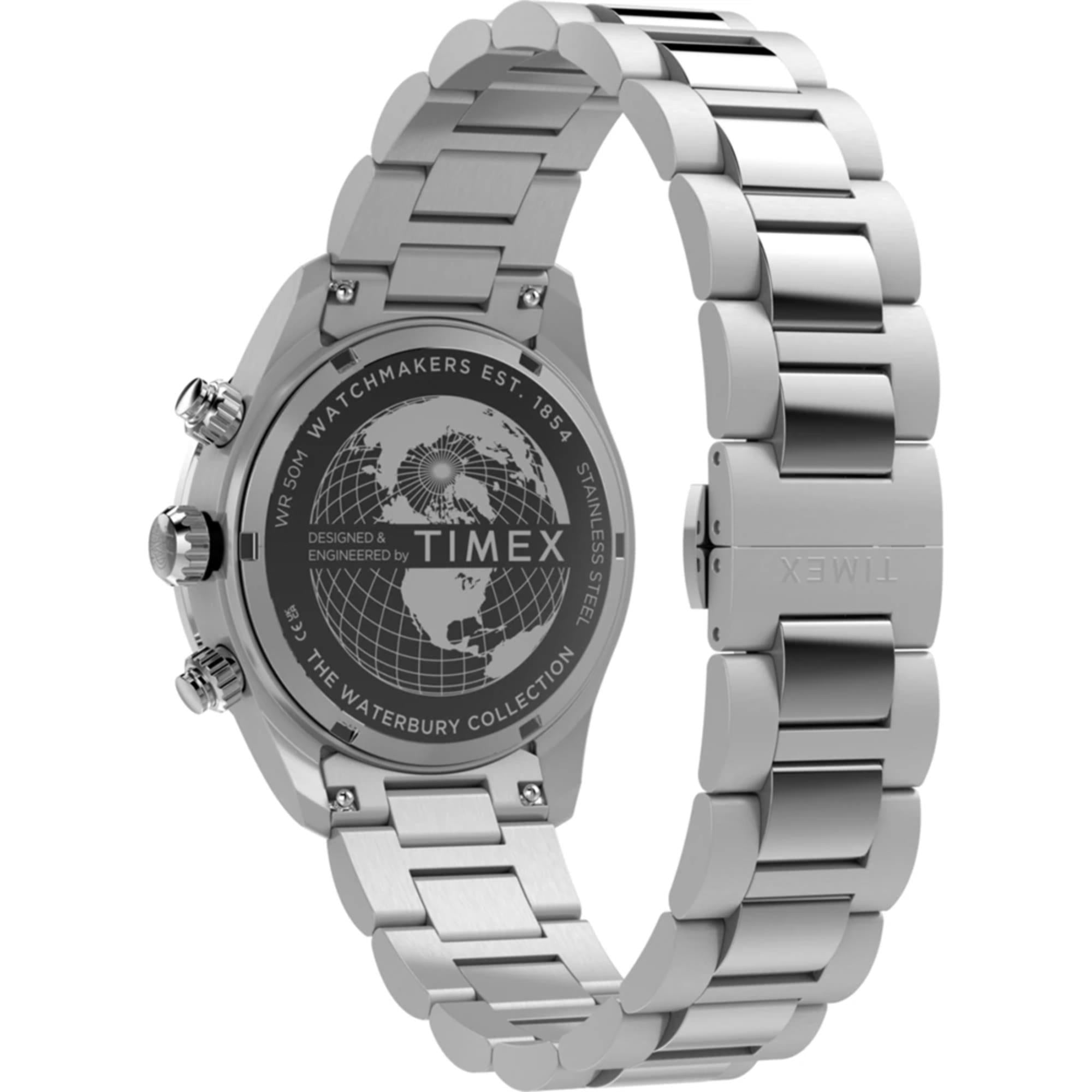 Timex Waterbury Heritage Chronograph Blue Dial Steel Strap Men's Watch TW2Y70500