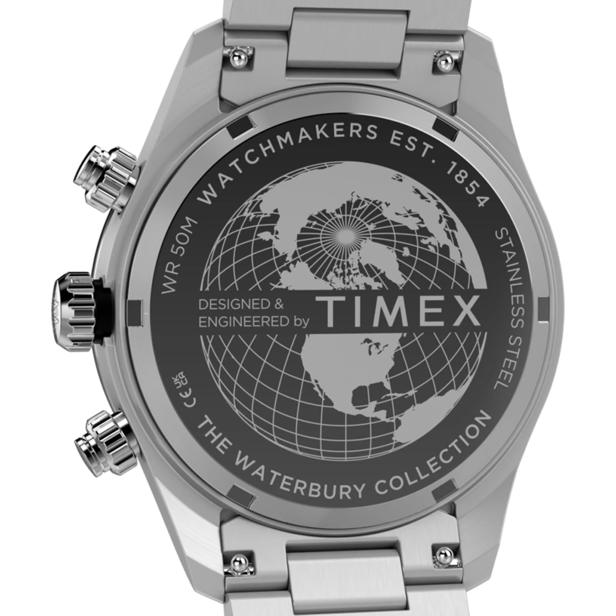 Timex Waterbury Heritage Chronograph Blue Dial Steel Strap Men's Watch TW2Y70500