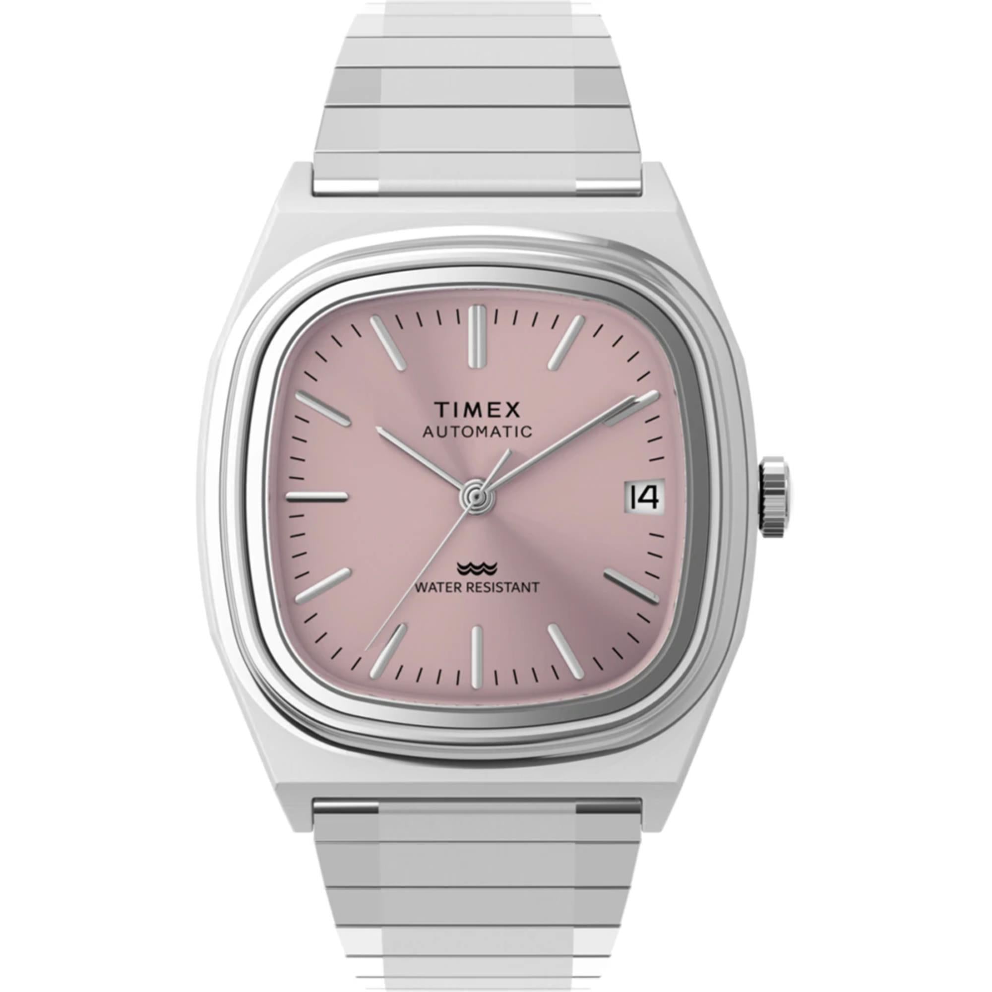 Timex 1983 E Line Automatic Pink Dial Steel Expansion Strap Women's Watch TW2Y66800