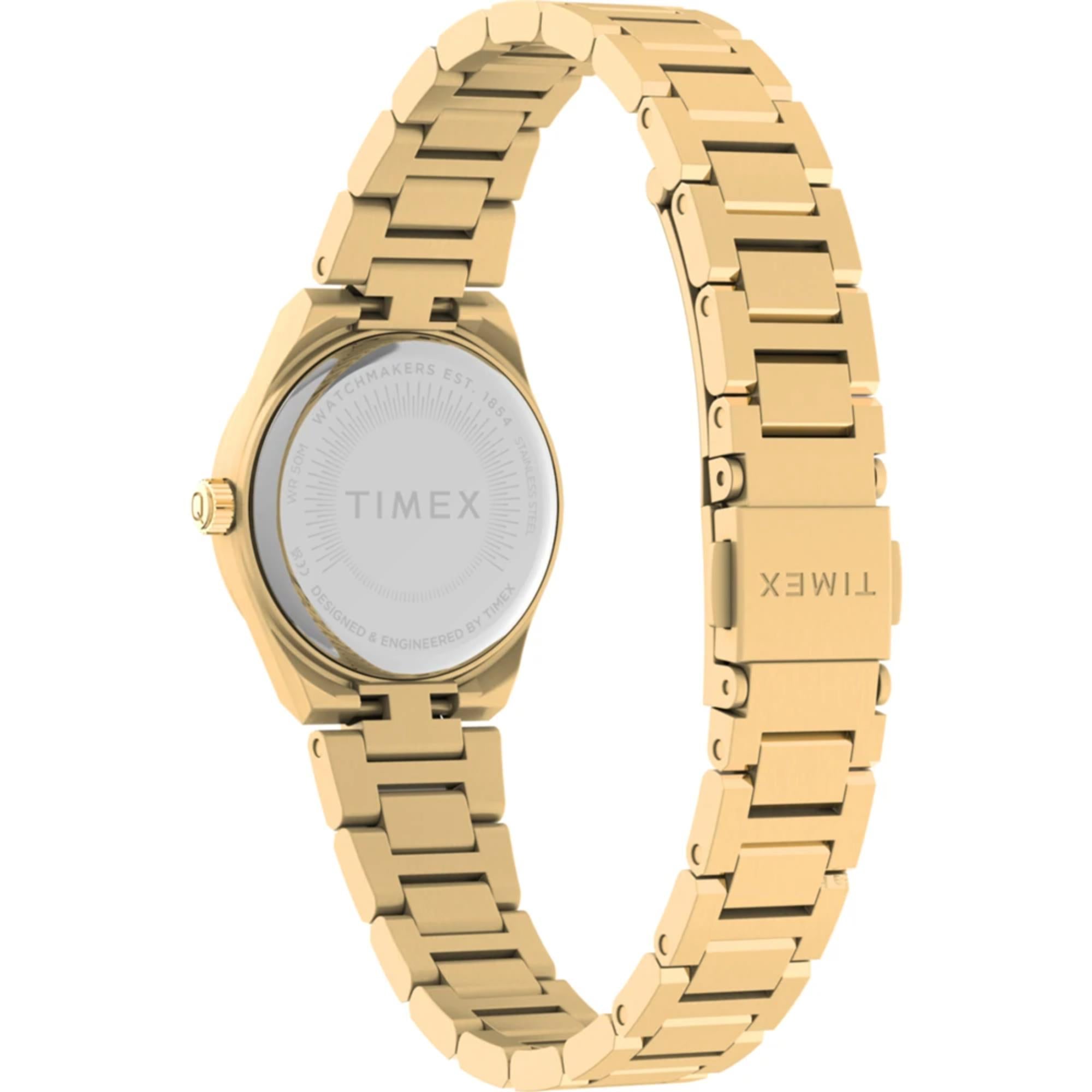 Timex Q Continental Mini Quartz Gold Dial Steel Strap Women's Watch TW2Y68300