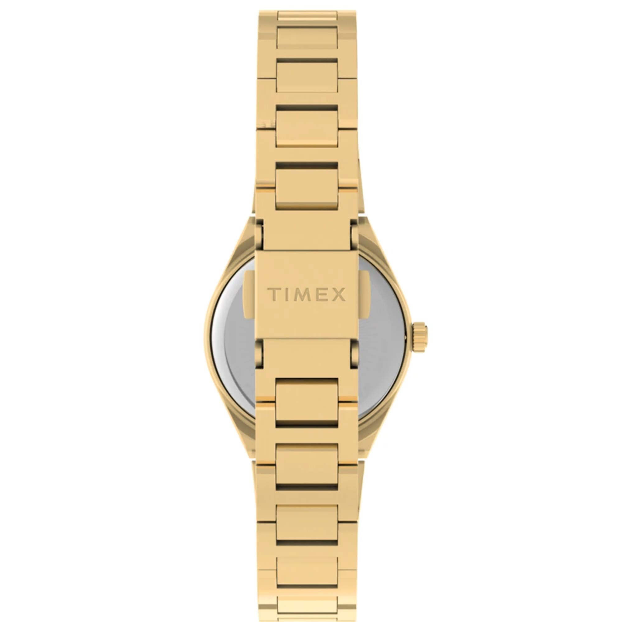 Timex Q Continental Mini Quartz Gold Dial Steel Strap Women's Watch TW2Y68300