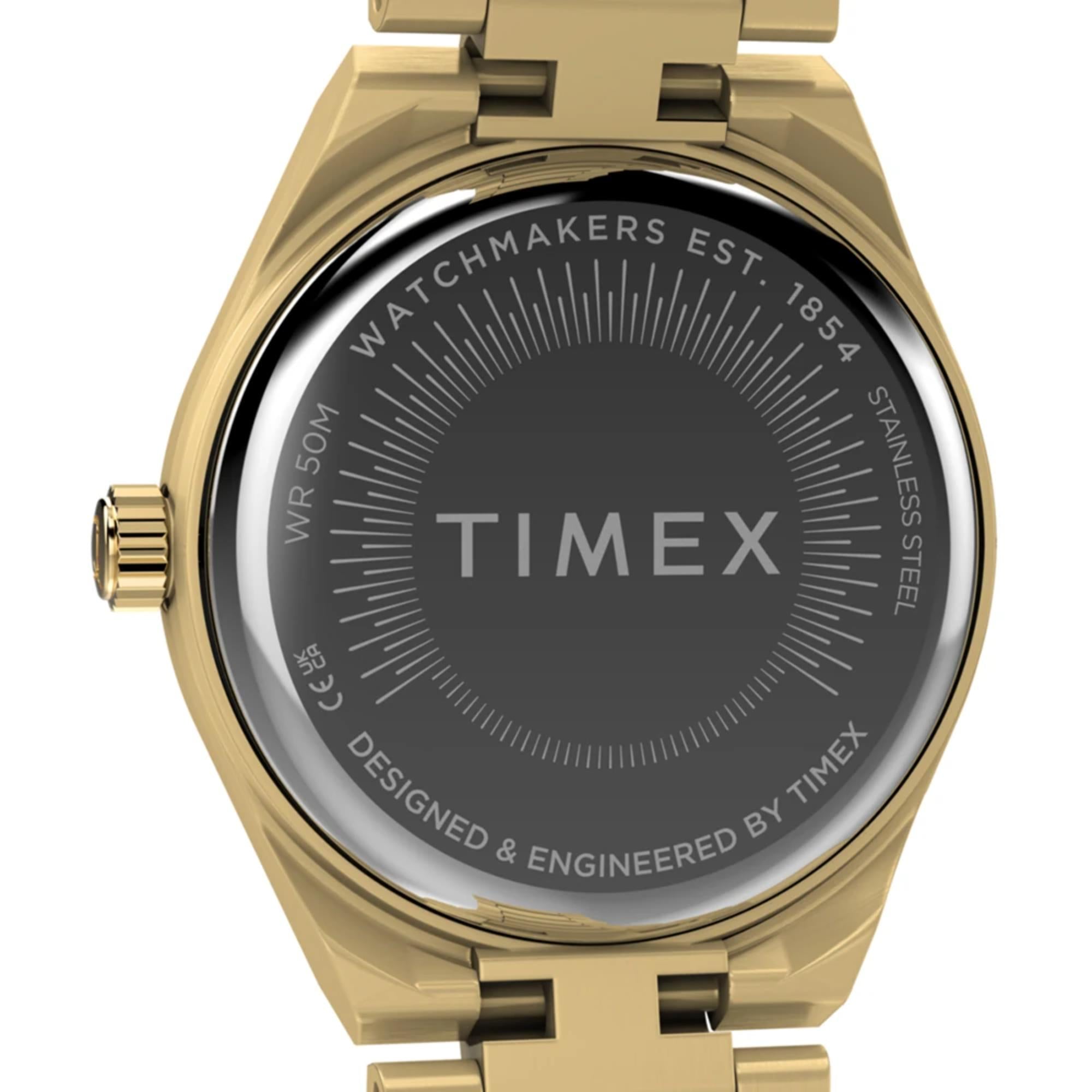 Timex Q Continental Mini Quartz Gold Dial Steel Strap Women's Watch TW2Y68300