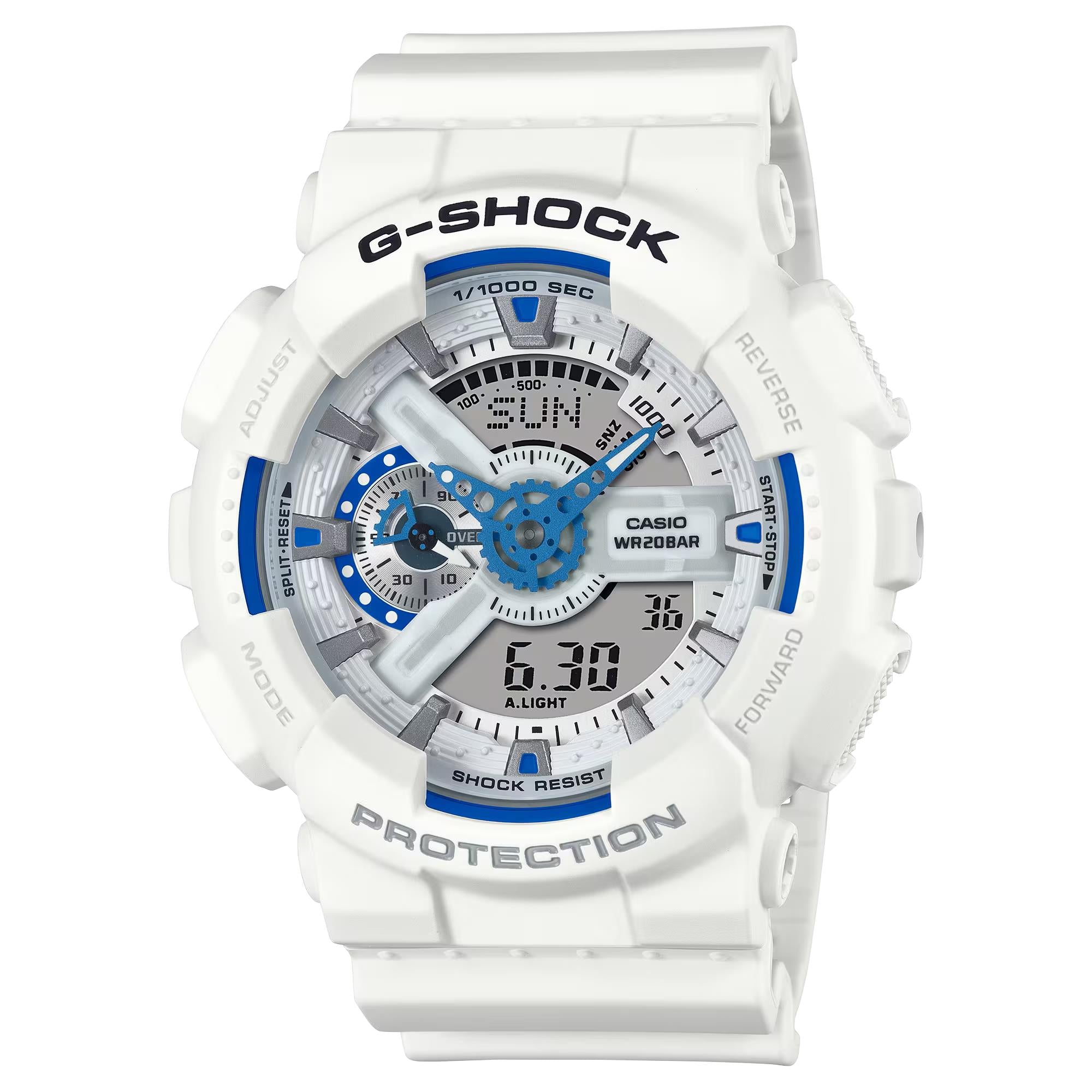 Casio G-Shock White Digital-Analogue Resin Strap Watch GA-110HDS-7AER