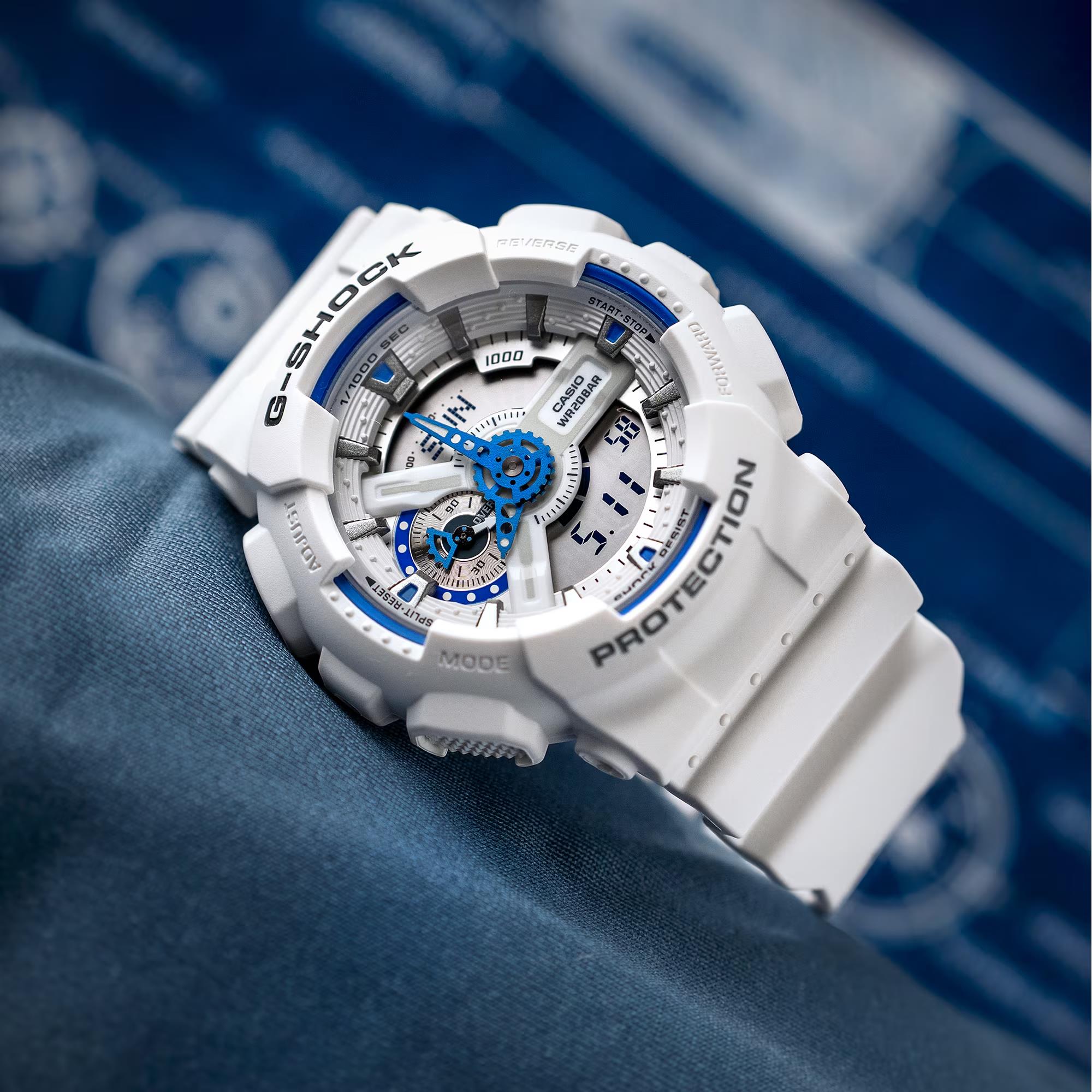 Casio G-Shock White Digital-Analogue Resin Strap Watch GA-110HDS-7AER