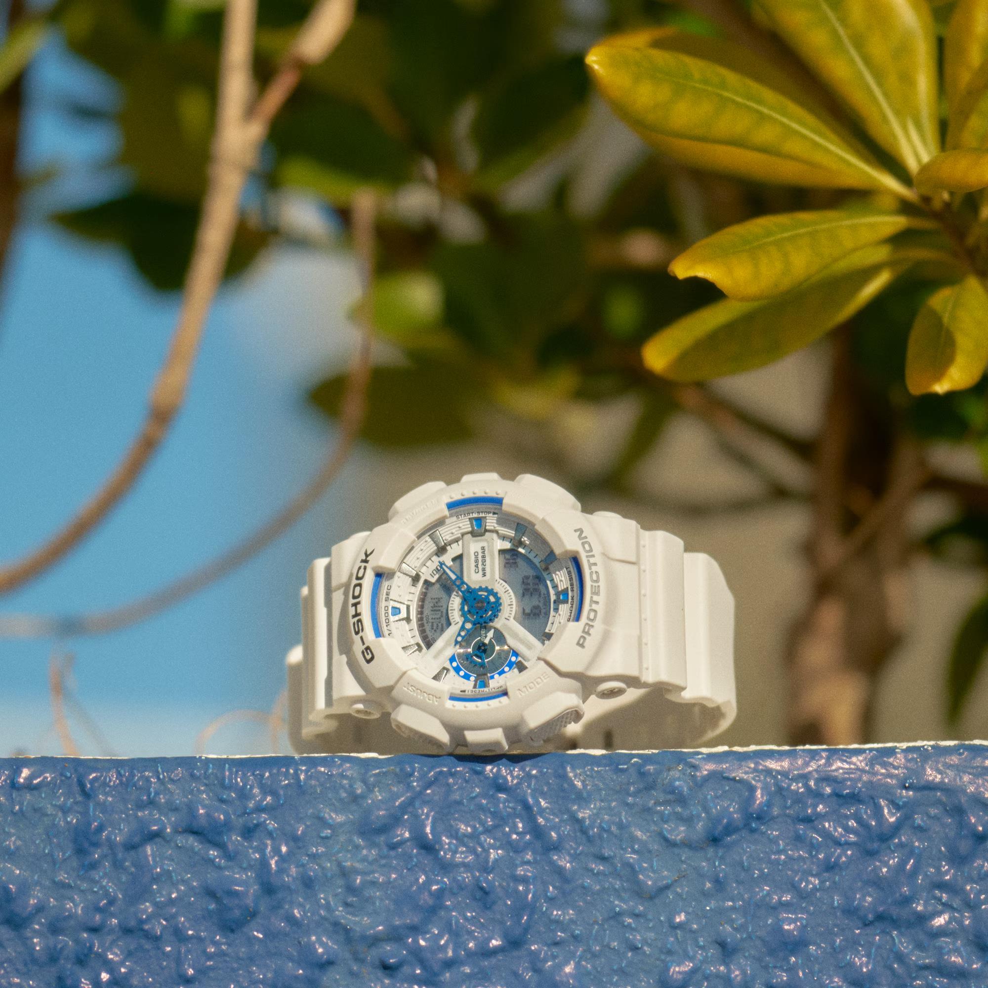 Casio G-Shock White Digital-Analogue Resin Strap Watch GA-110HDS-7AER