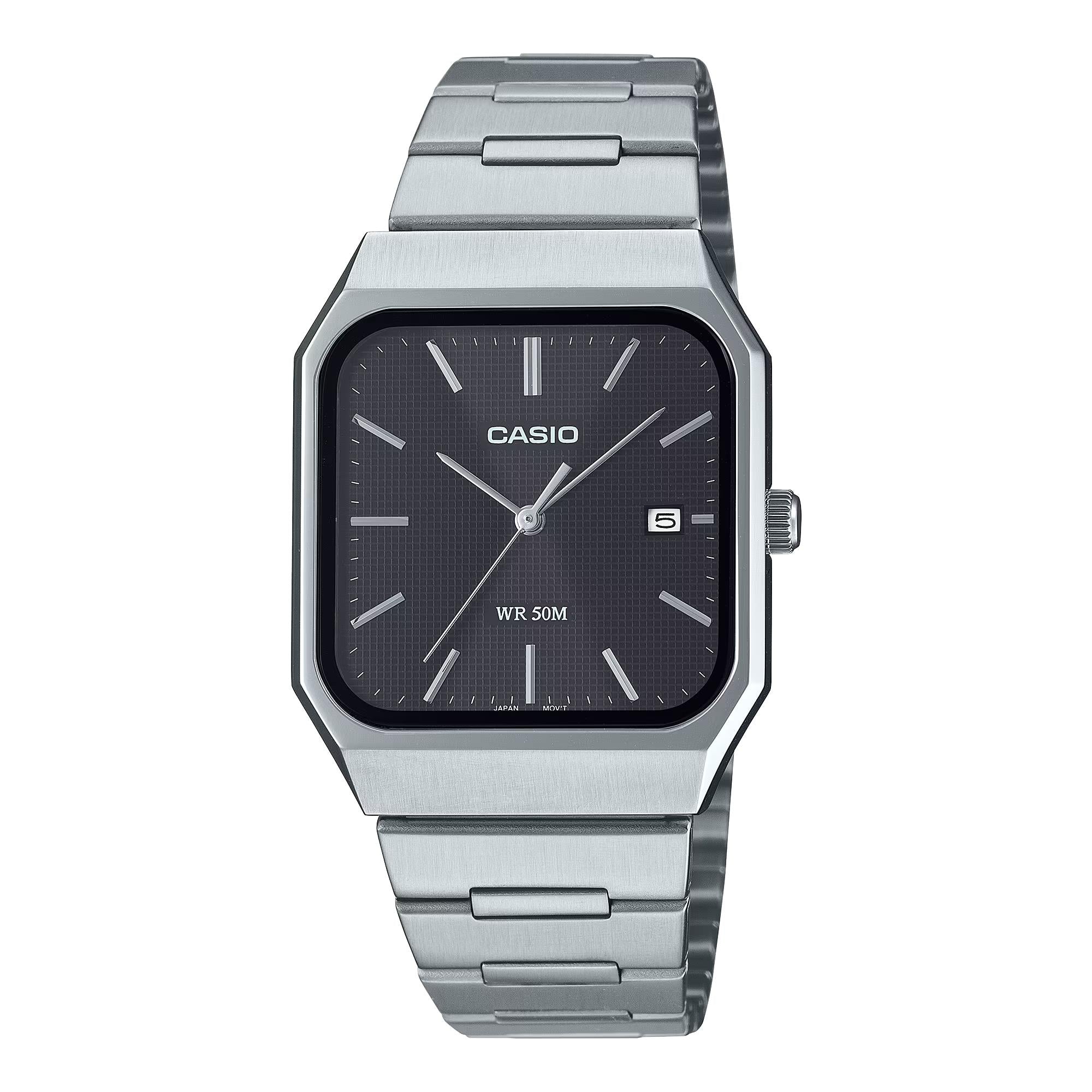 Casio Standard Quartz Black Dial Steel Strap Watch MTP-B185D-1AVEF