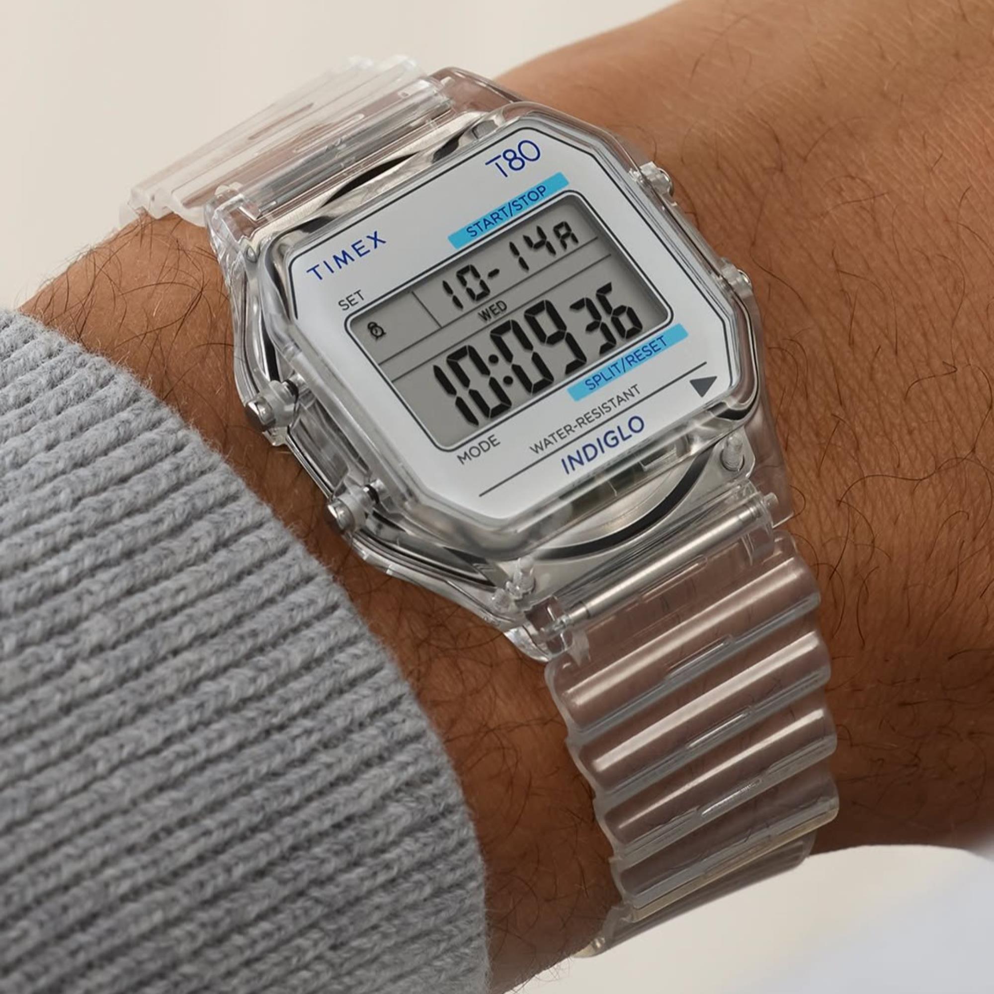 Timex T80 Digital Translucent Strap Women's Watch TW2Y36400