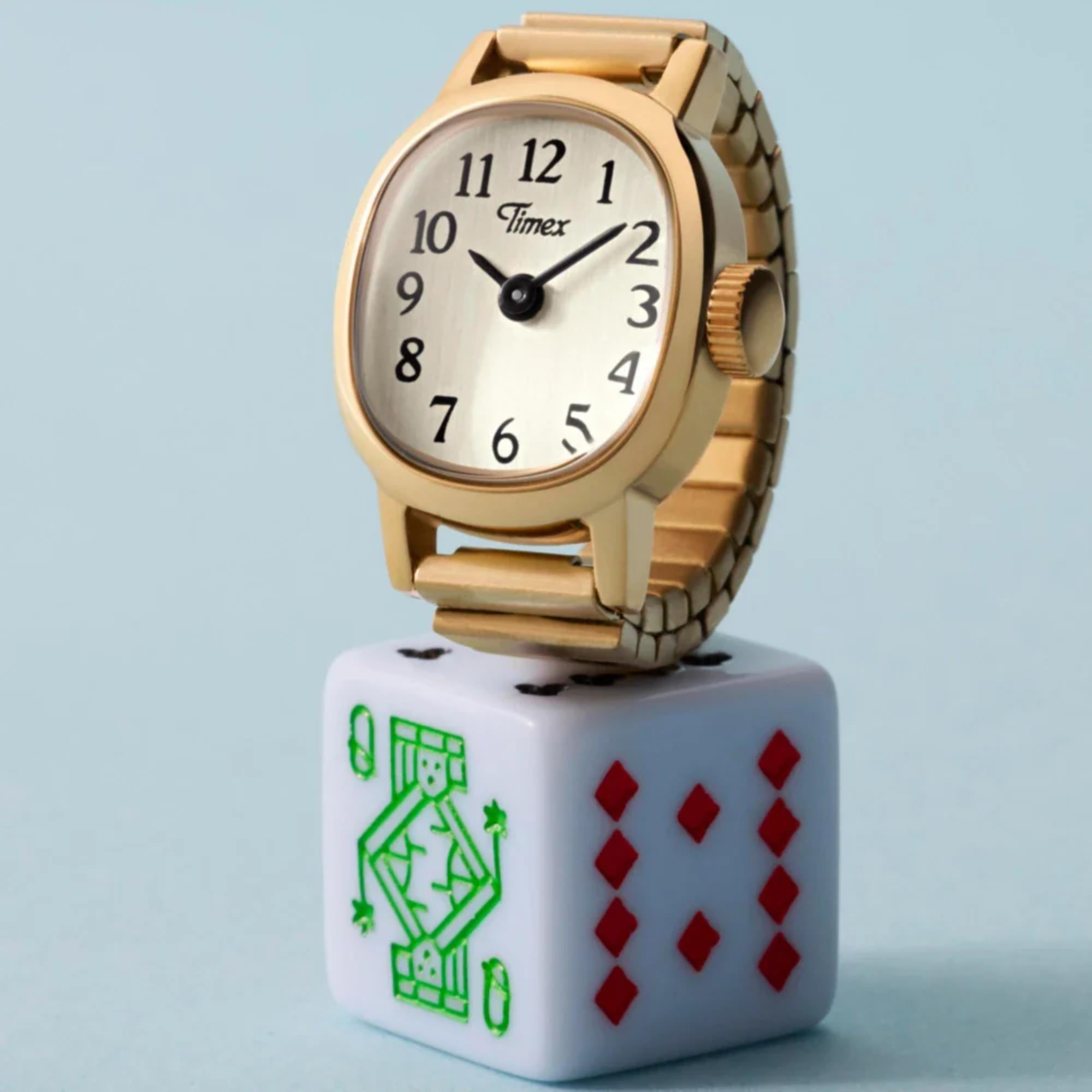 Timex Cavatina Gold Quartz White Dial Women's Ring Watch TW2Y70800