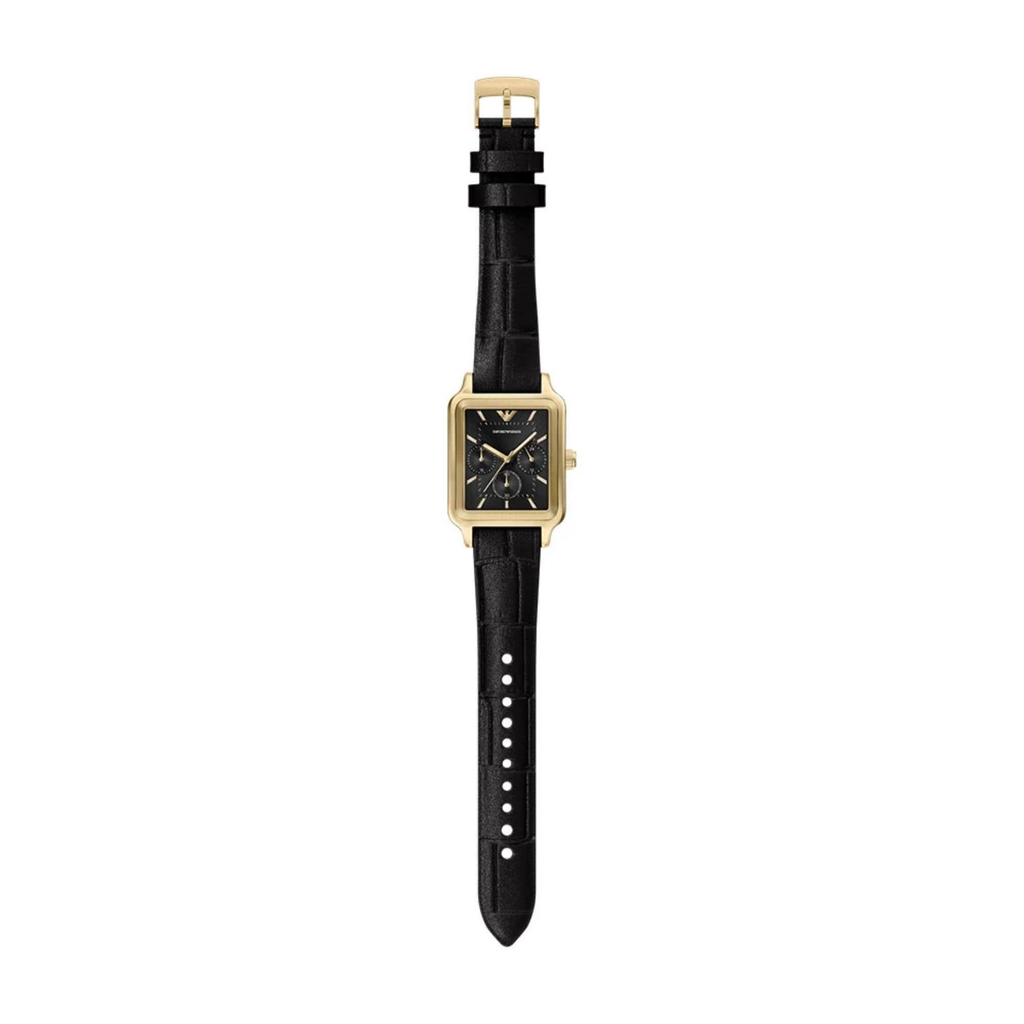 Emporio Armani Diego Chronograph Black Dial Leather Strap Men's Watch AR11753
