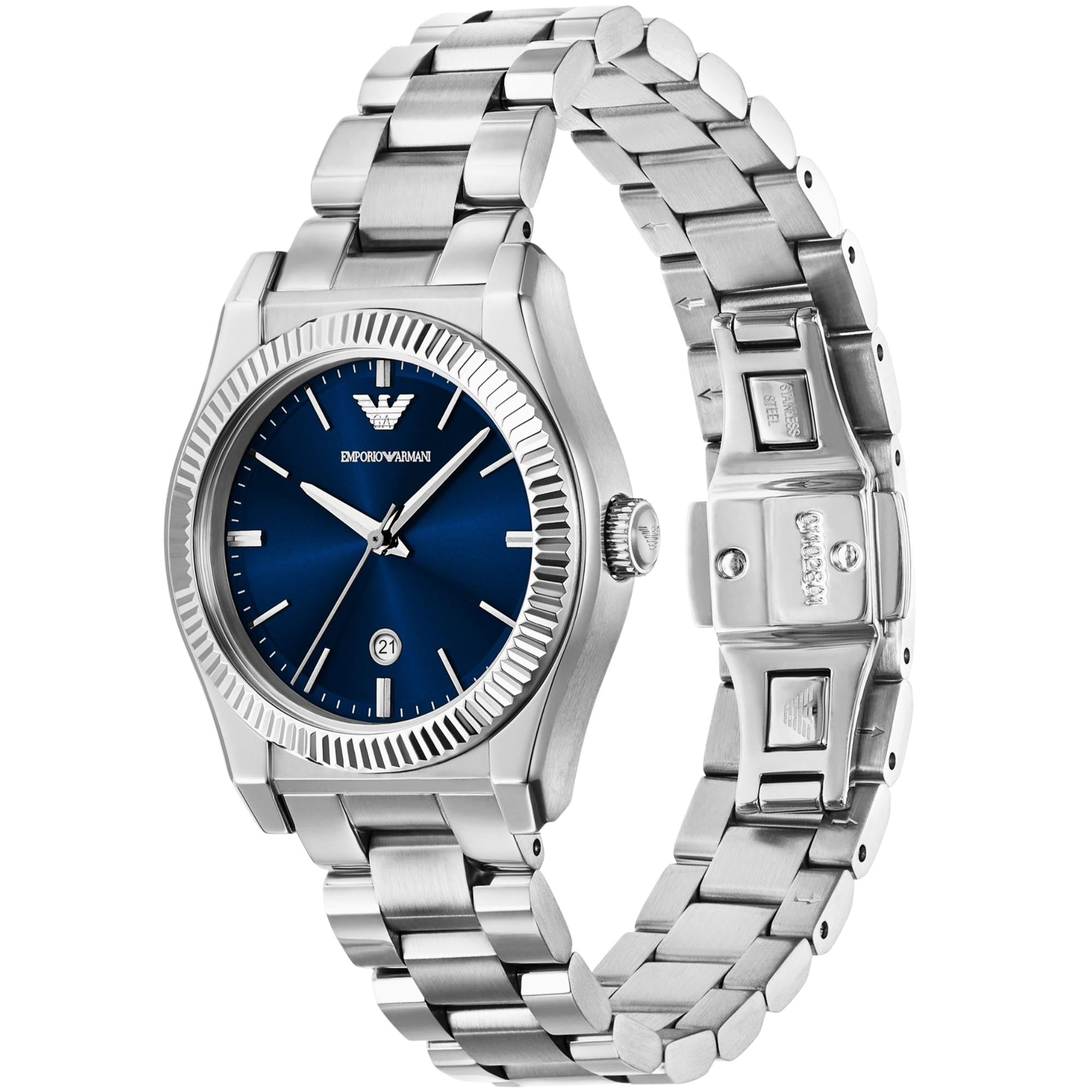 Emporio Armani 32mm Date Blue Steel Ladies Quartz Watch AR11717