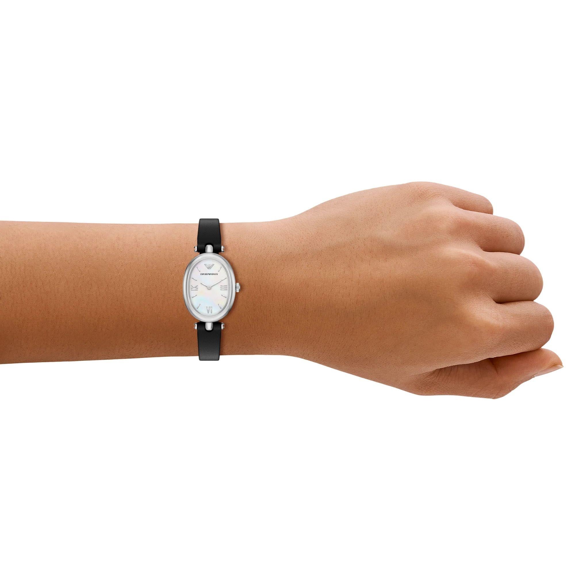 Emporio Armani Sinfonia 22mm White Mother Of Pearl Dial Leather Ladies Quartz Watch AR11778
